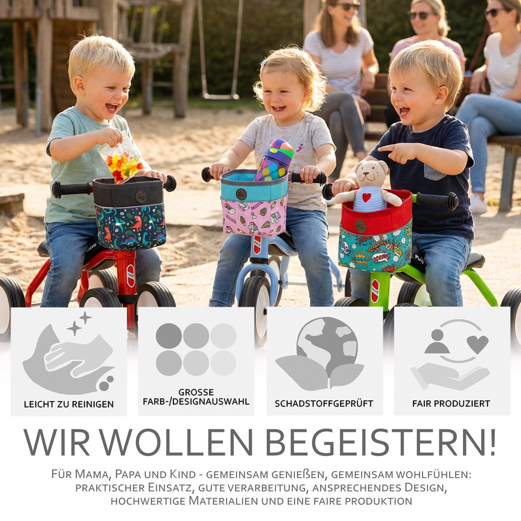 BambiniWelt by Rafael K. Fahrradtasche LENKERKORB Tasche kompatibel mit Pukylino Wutsch Fitsch Puky OFFEN