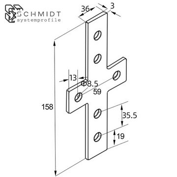 SCHMIDT systemprofile Profil 10x Verbinderplatte 158x85x36mm Nut 8 Stahl verzinkt Aluprofil-Zubehör