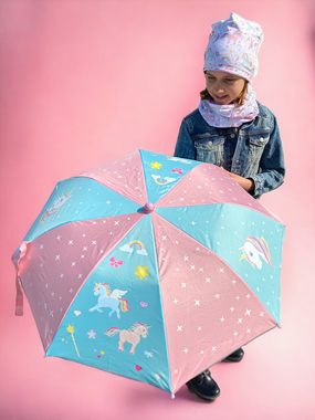 HECKBO Taschenregenschirm Magic Kinder Jungen Mädchen Regenschirm wechselt bei Regen die Farbe, mit Reflektoren an der Seite