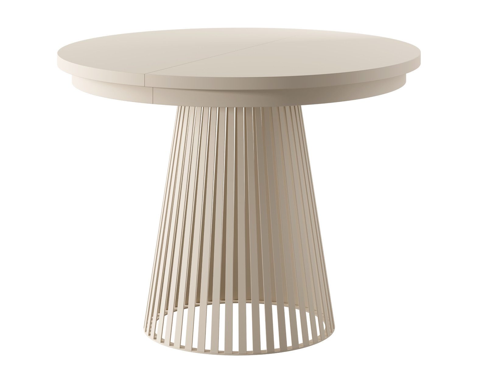 yourhouse24 Esstisch Garda Ø 100-180 cm ausziehbar, Metallgestell in Lamellen-Optik, Gestell in Lamellen-Optik