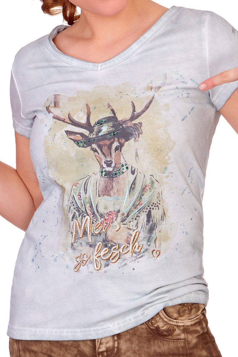 MarJo Trachtenshirt Trachtenshirt Damen - SO FESCH - mercury