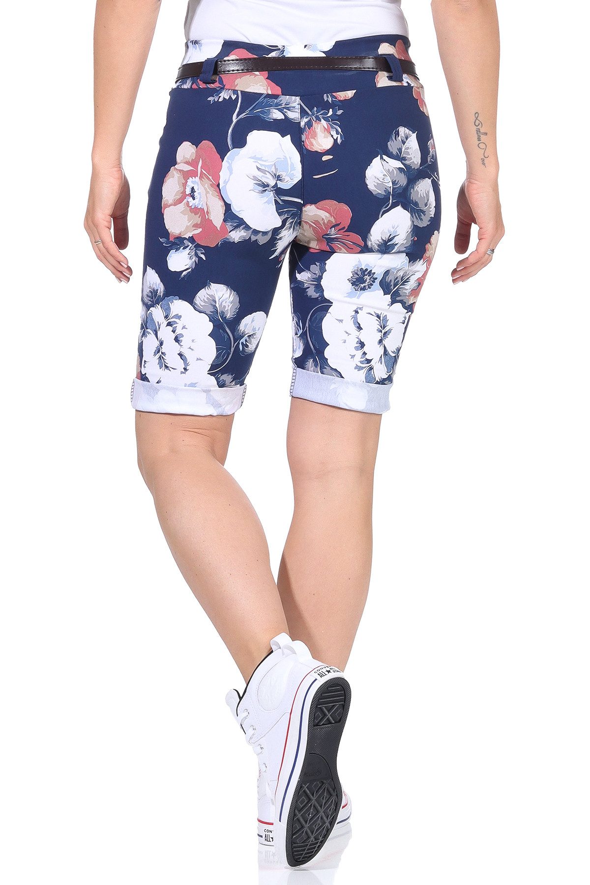 simaranda Bermudas 45 Capri Hose Shorts kurz Sommer Joggpants (mit abnehmbaren Gürtel) – Bild 4 von 5