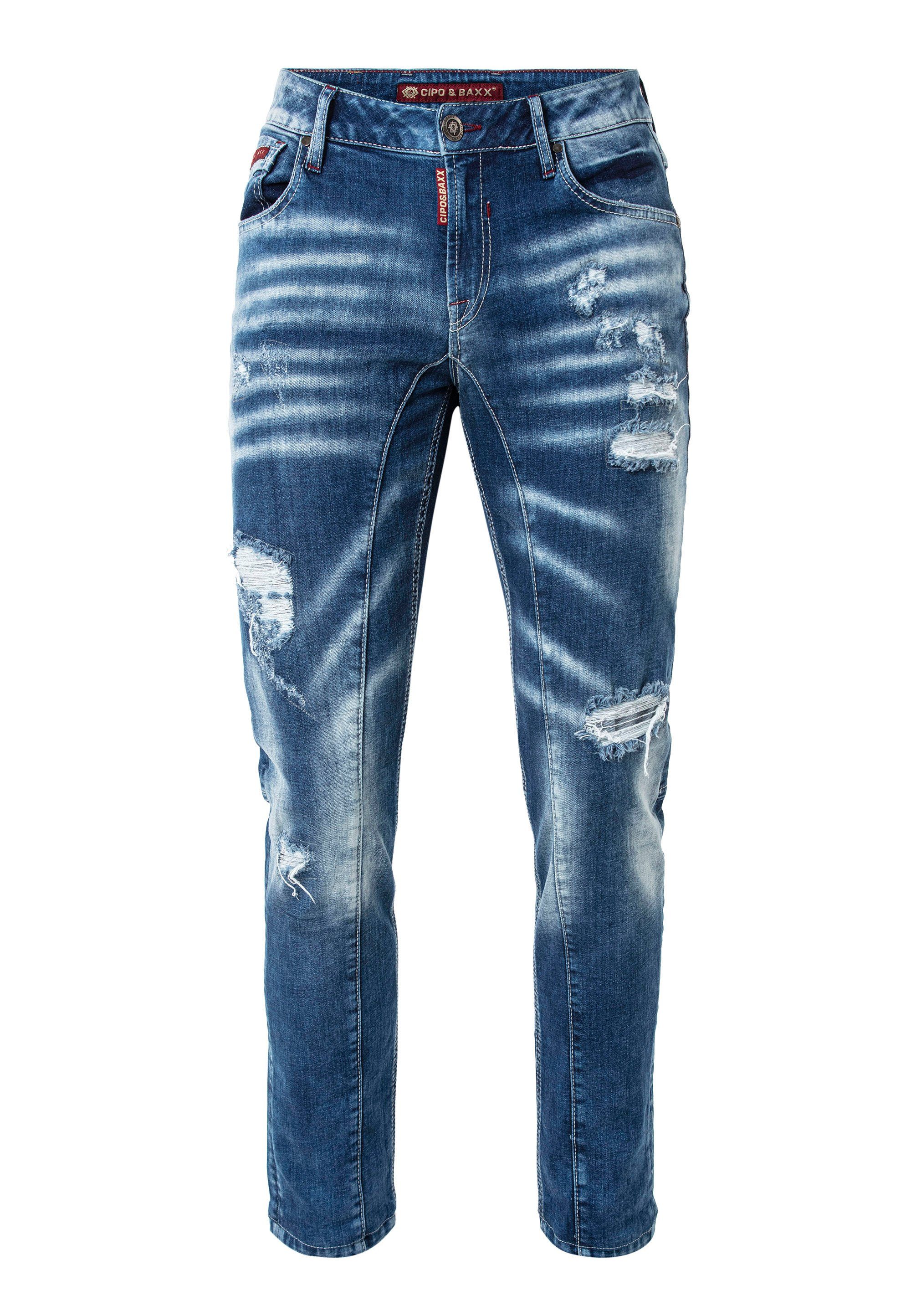 Cipo & Baxx Straight-Jeans in Destroyed-Look modischem