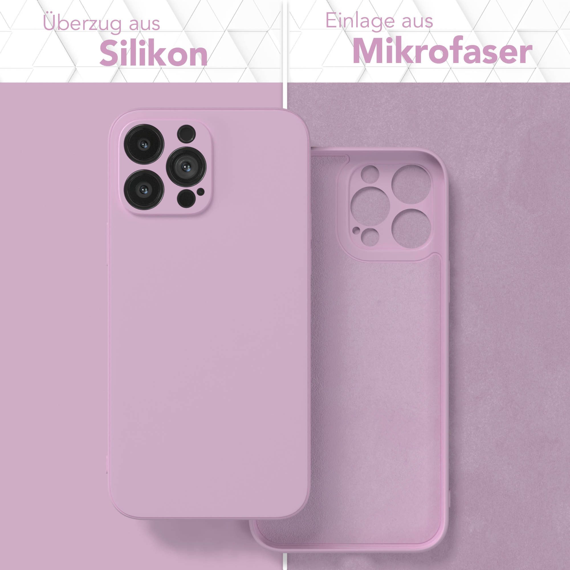 EAZY CASE Handyhülle für Apple iPhone 13 Pro Max Hülle Silikon 6,7 Zoll, Hülle mit Kameraschutz handycover Soft Smart Slimcover Lila / Flieder