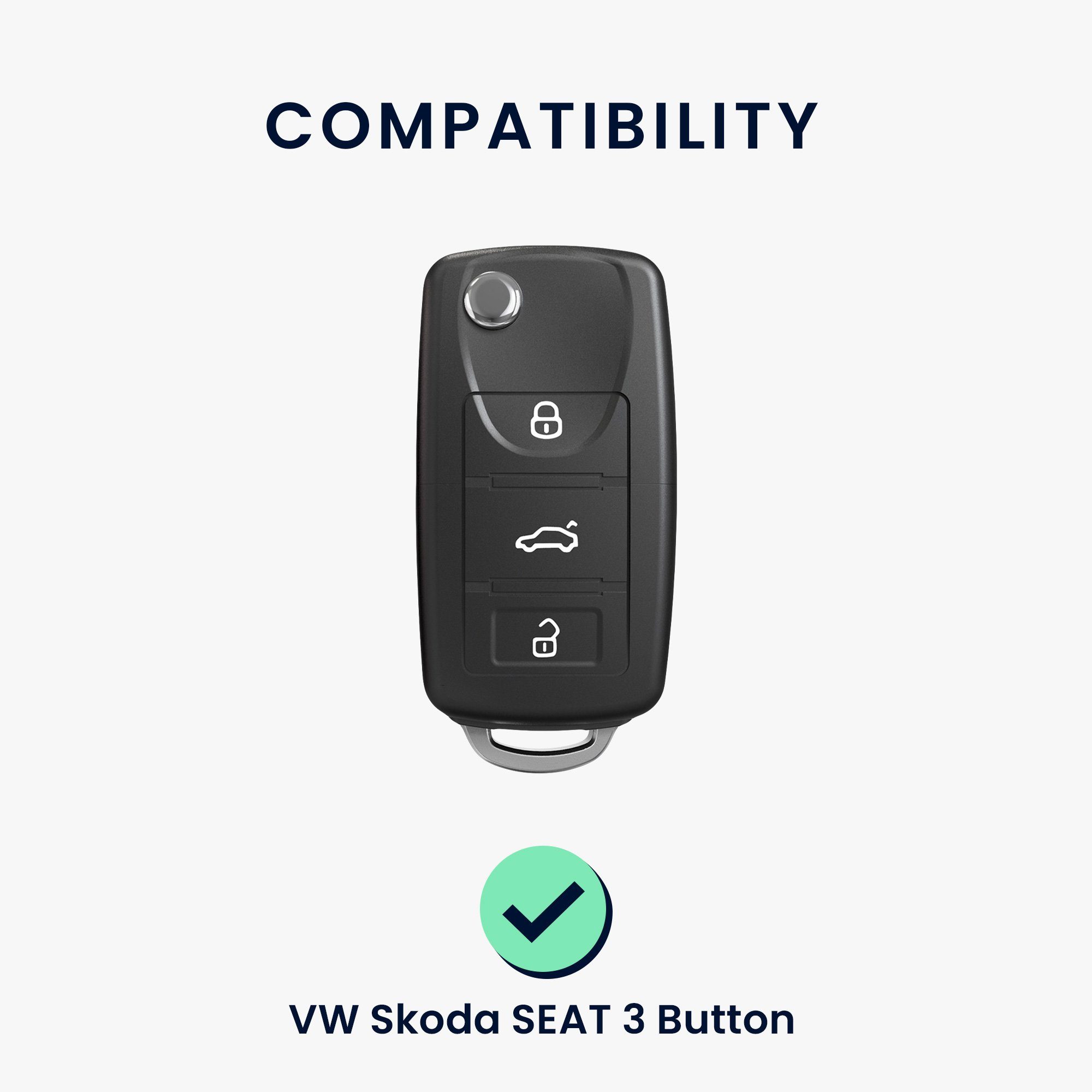 Hardcover für Seat, - VW Skoda Case Schlüsseltasche Schlüsselhülle Schutzhülle Cover kwmobile Hülle Autoschlüssel Dunkelblau