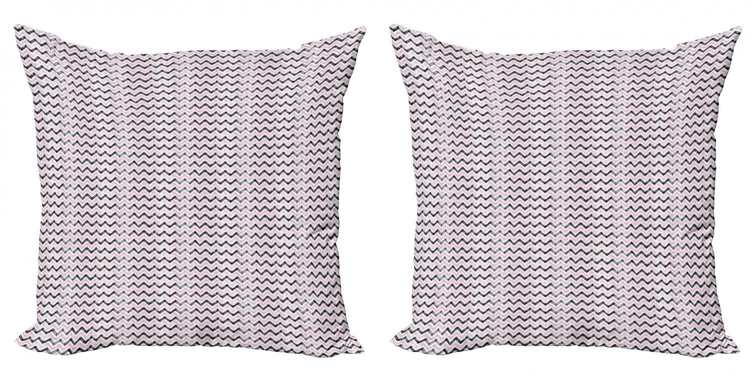 Kissenbezüge Modern Accent Doppelseitiger Digitaldruck, Abakuhaus (2 Stück), grau Chevron Sketch Pastell