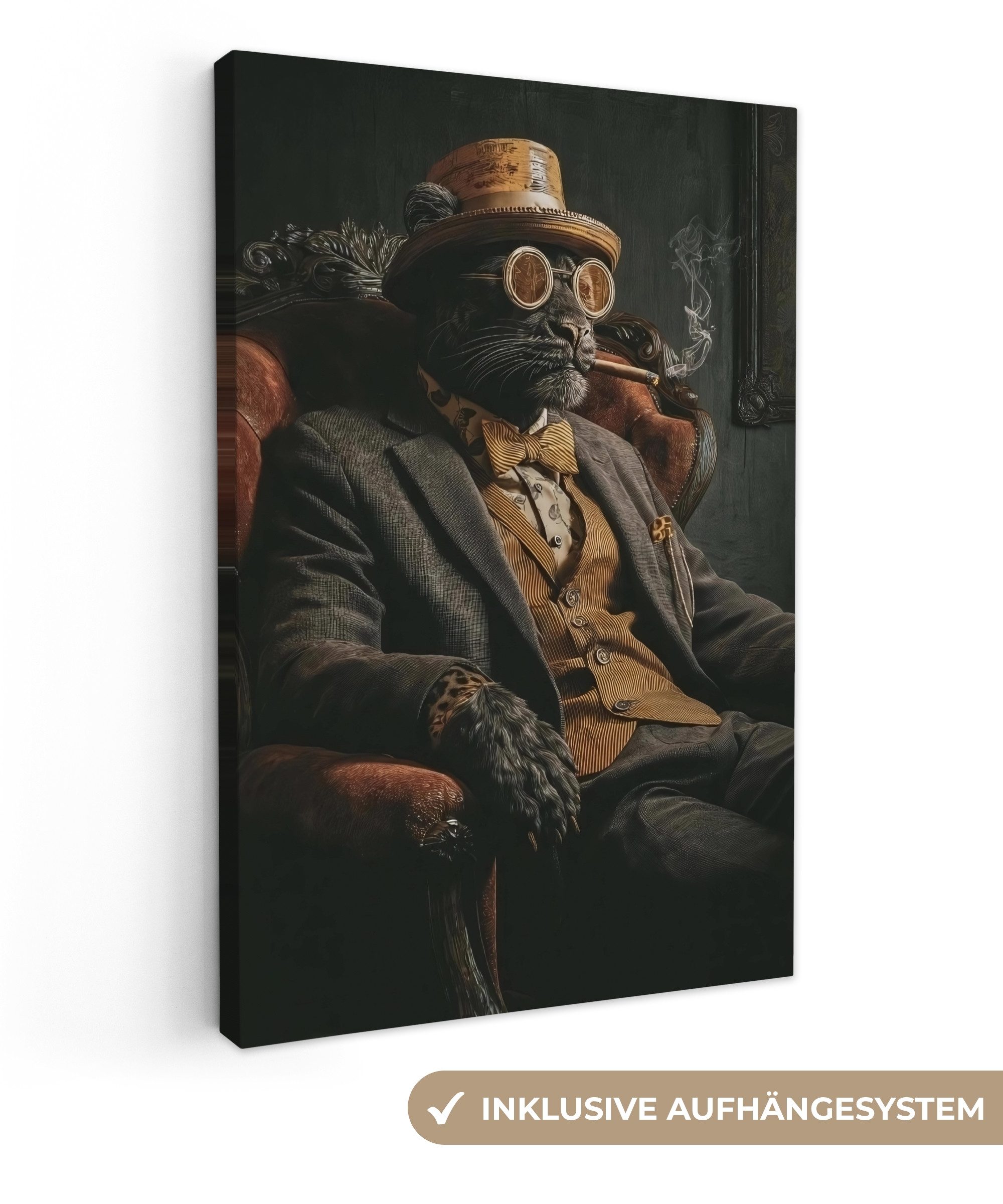 OneMillionCanvasses® Leinwandbild Katze - Anzug - günstig online kaufen