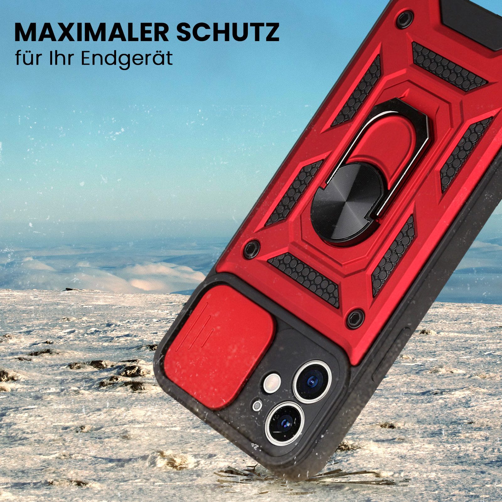 Tec-Expert Handyhülle Outdoor Cover Hülle für Apple iPhone 12 6.1 Zoll, 6.1", Premium Hülle mit Kameraschutz aus verstärktem Polycarbonat