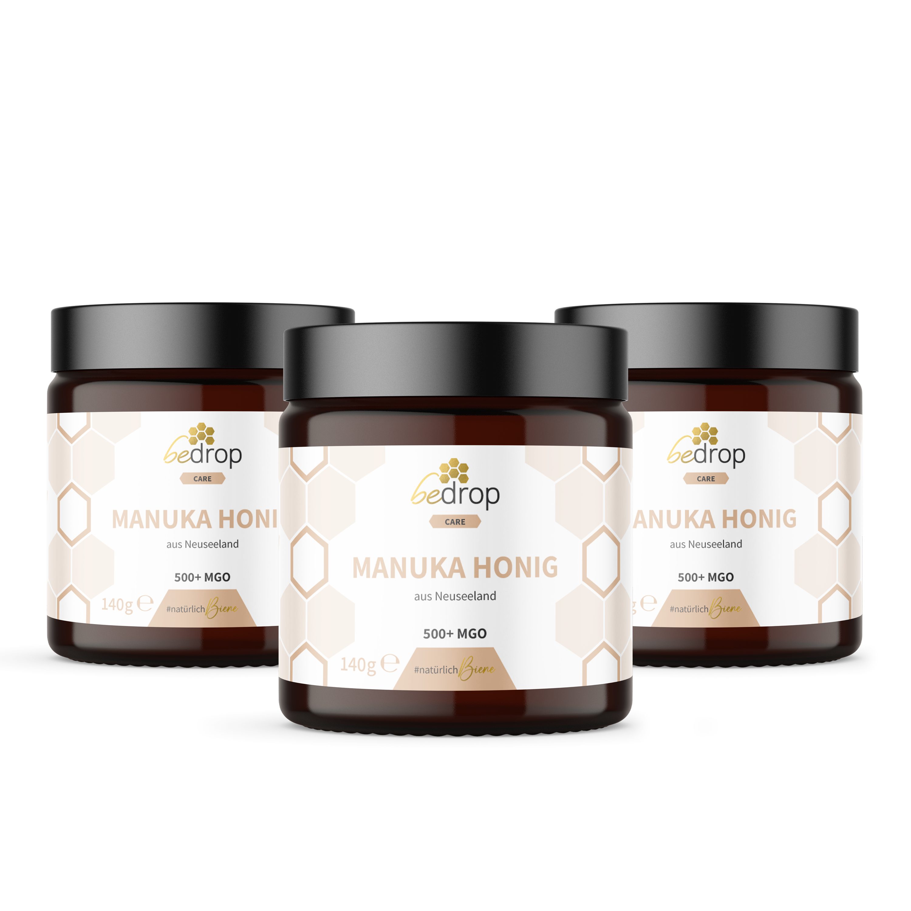 bedrop Honig Manuka Honig I XXL Glas mit MGO +500 aus Neuseeland, 1 x 140 g, (Packung, Original 100% natürlich - Echter Manuka Honig mit MGO Gehalt +500), MGO Gehalt über +500