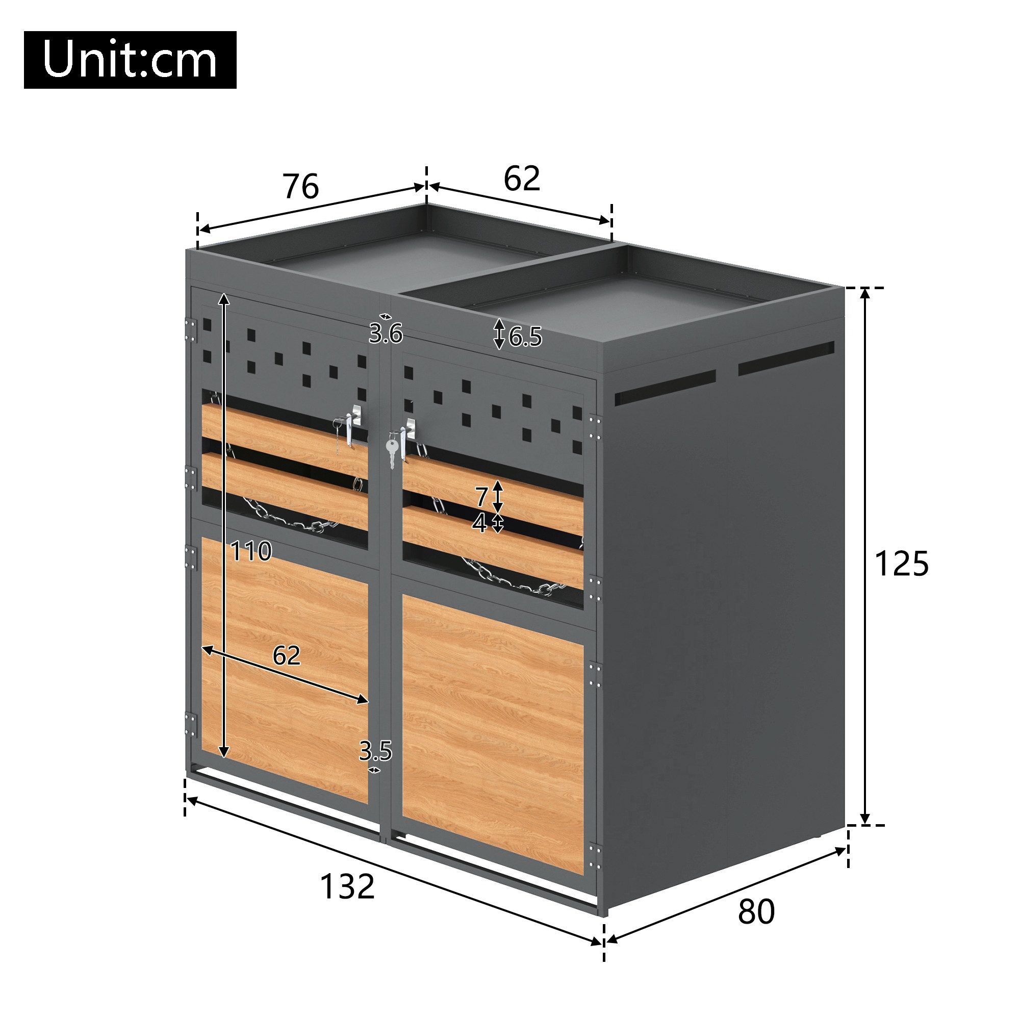 Celya Mülltonnenbox Abschließbar Müllcontainer mit Belüftungslöchern günstig online kaufen