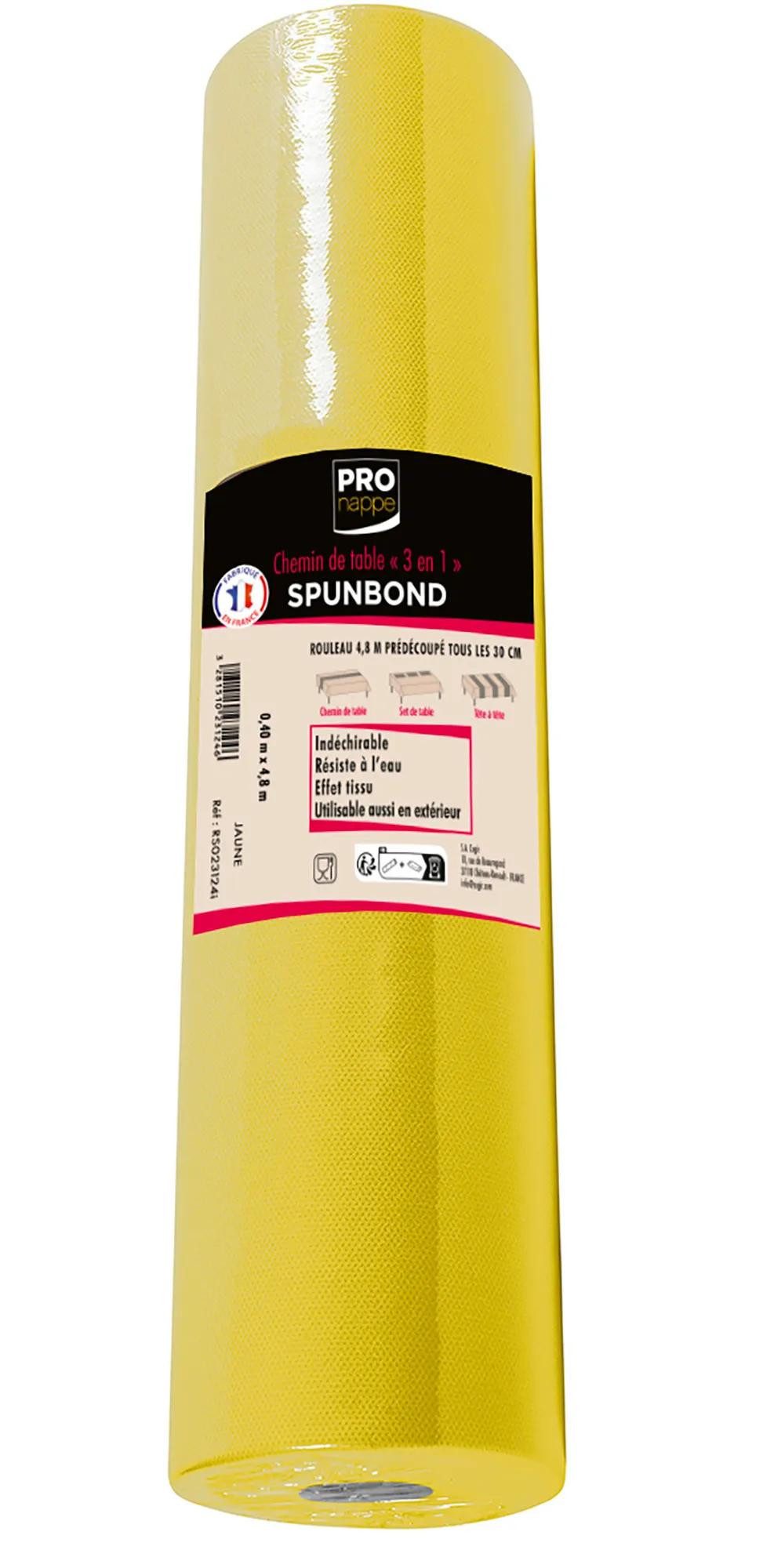 PROnappe Tischband 12x 3 in1 auf Rolle, Spunbond, 48x0,40m Gelb RS023124I, Nappes rouleaux spunbond 1,20m