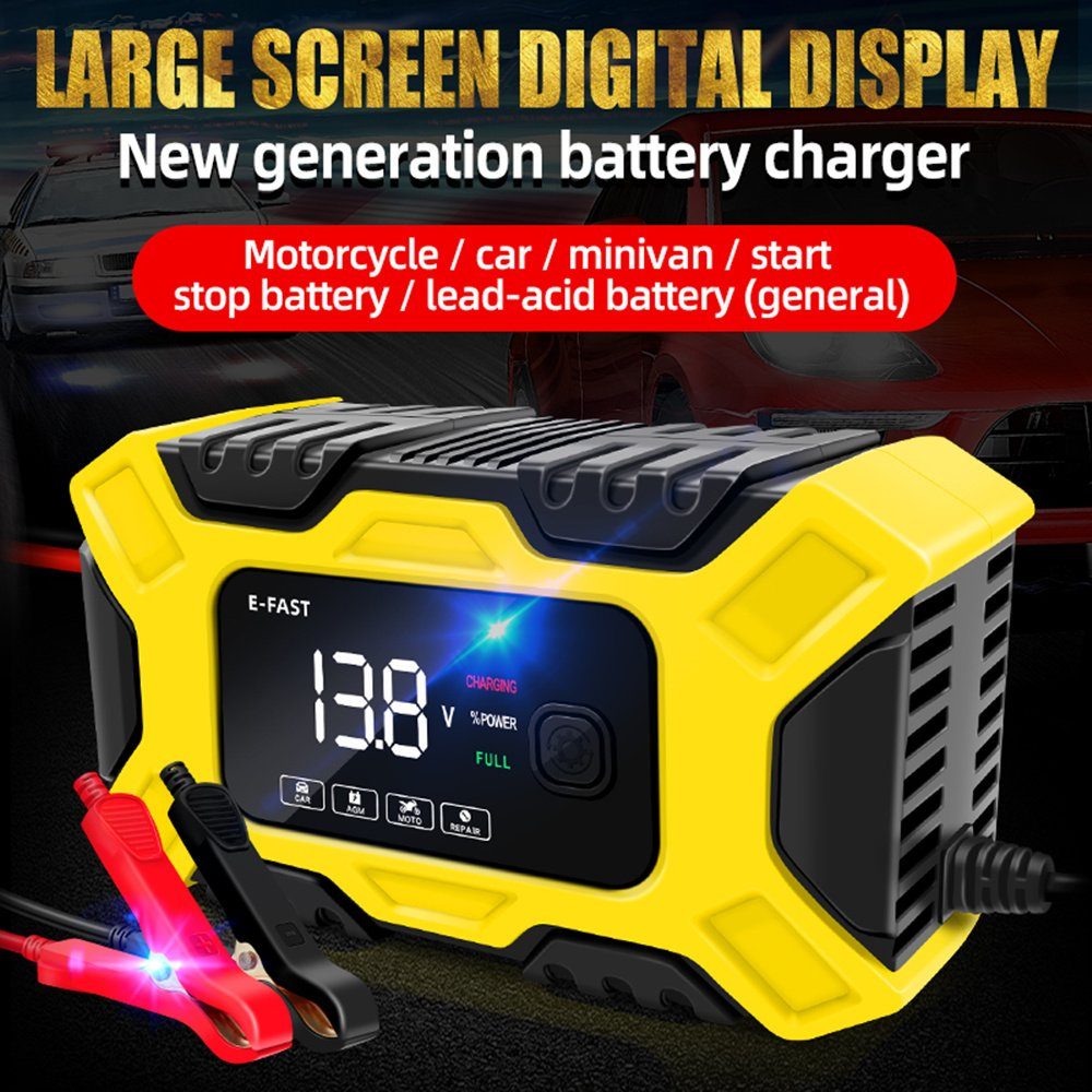 LCD-Display) V/4 V/8 A Autobatterie-Ladegerät 24 Profi (automatisches gelb intelligentes Wartungsgerät 12 A mit Batterieladegerät, Batterieladegerät, autolock