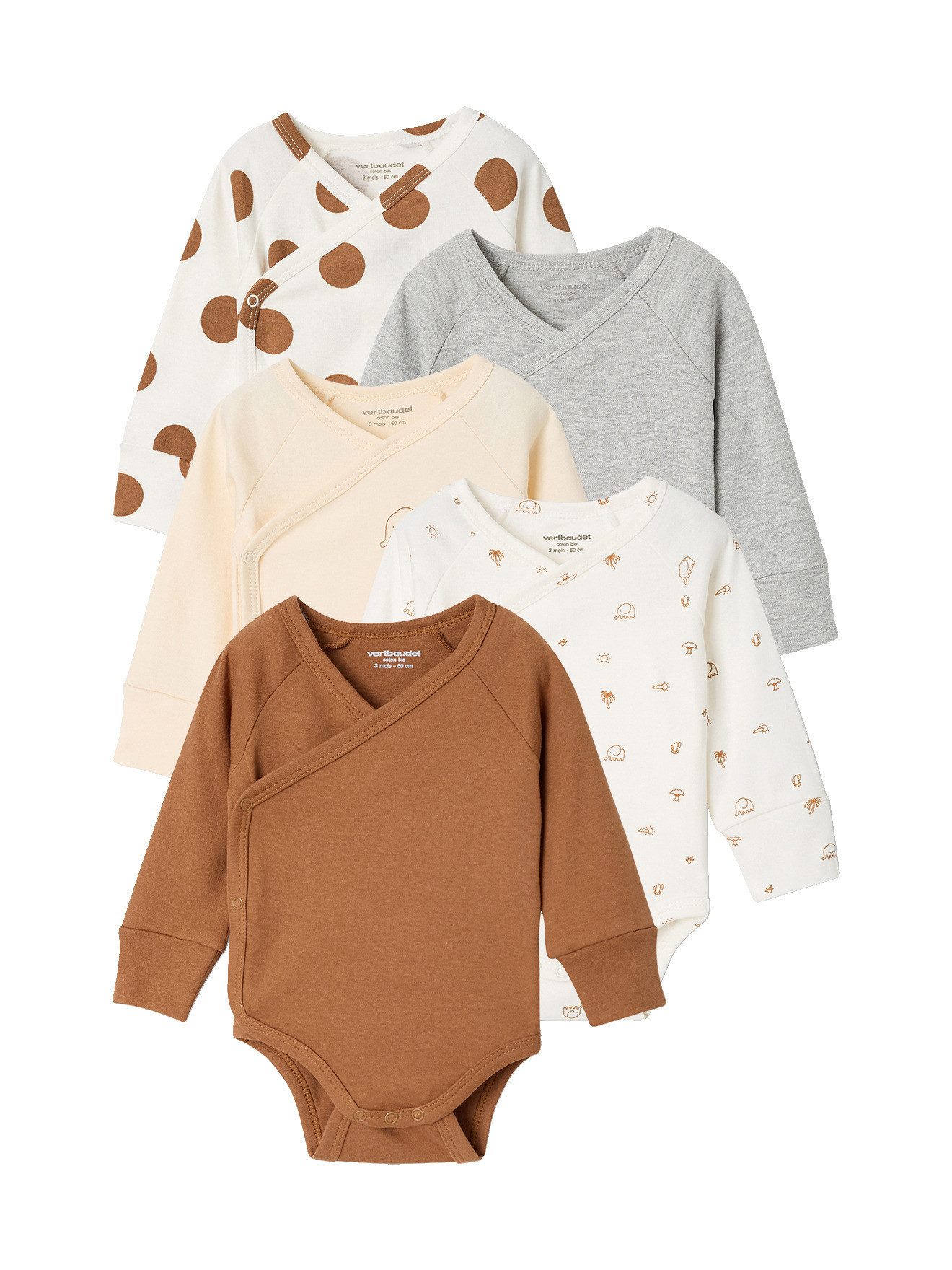 vertbaudet Kurzarmbody 5er-Pack Wickelbodys Baby langärmlig
