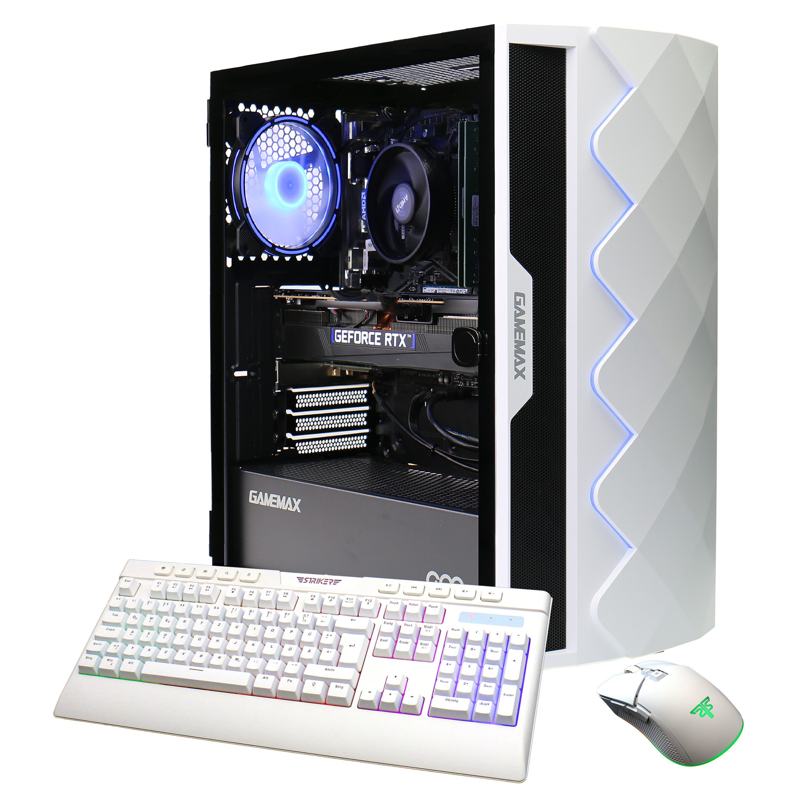 GAMEMAX Diamond WT 7442 Gaming-PC (AMD Ryzen 5 7500F, GeForce RTX 4070, 32 GB RAM, 1000 GB SSD, Luftkühlung aktiv, Windows 11, DDR5 RAM)