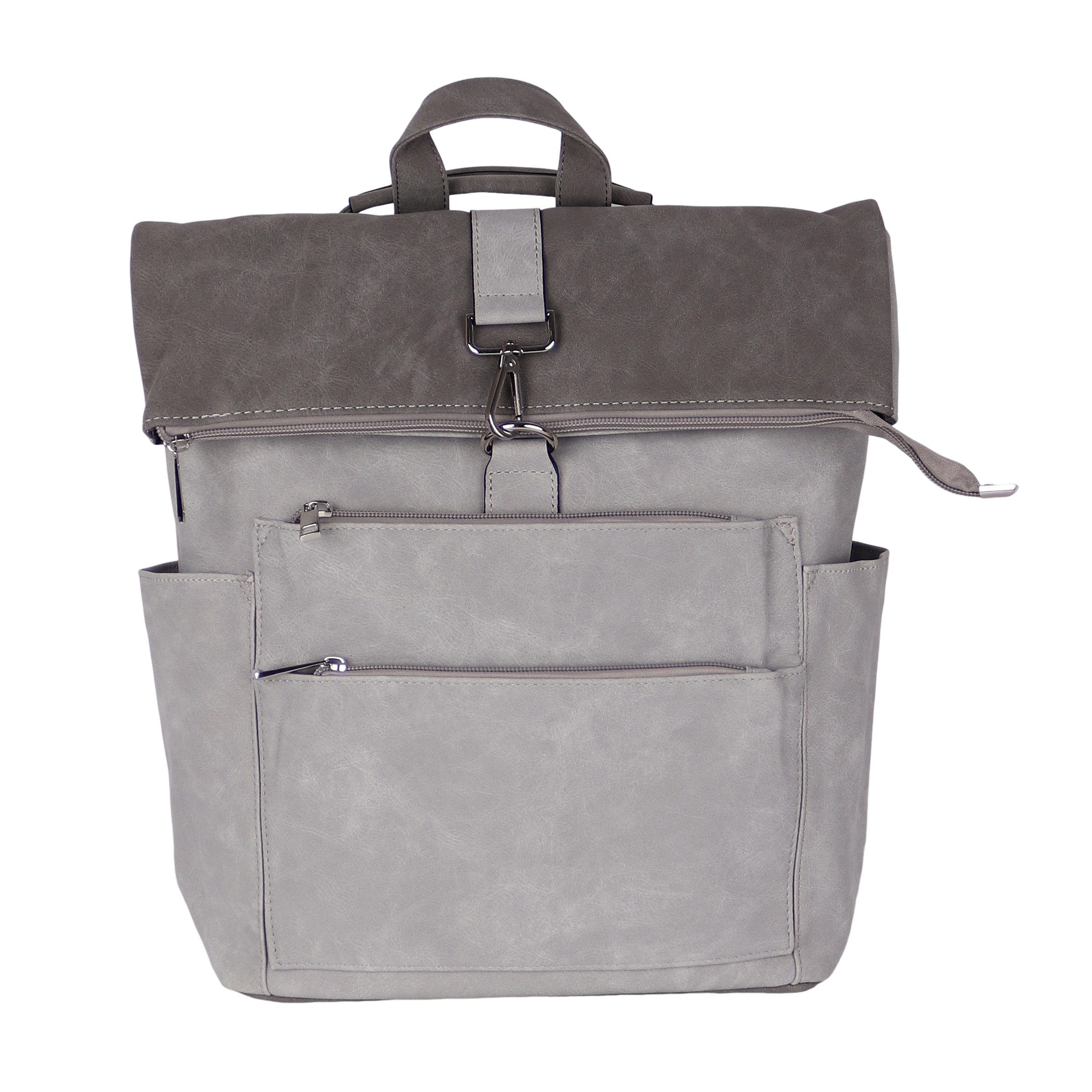 MIRROSI Tagesrucksack Damen auch als Crossbody Bag 2 in 1, ca. 32 x (37+8) x 12 cm, aus hochwertigem Kunstleder, Rucksack, Daypack