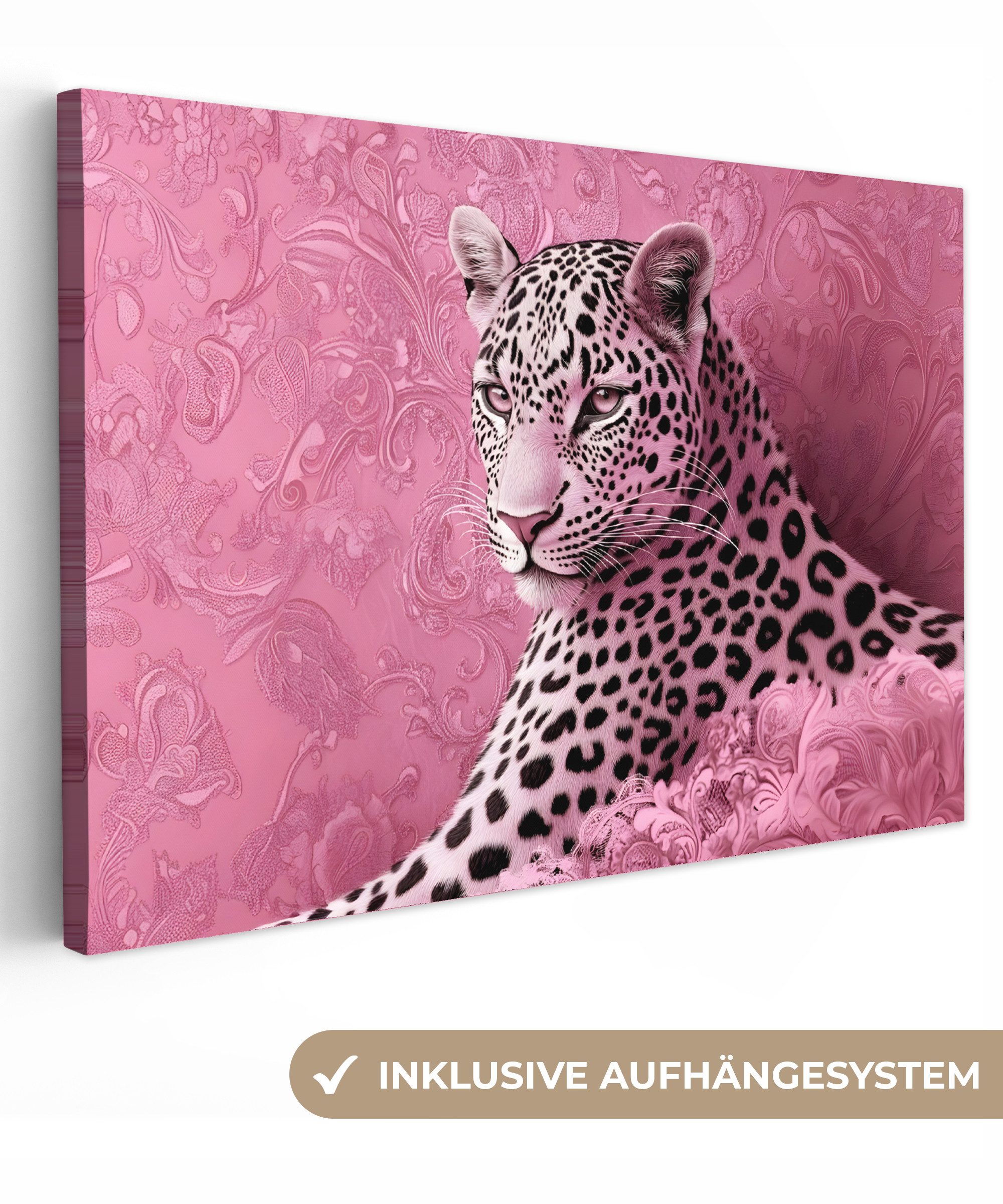 OneMillionCanvasses® Leinwandbild Panther - Deluxe - Rosa, Fotodruck (1 St) günstig online kaufen
