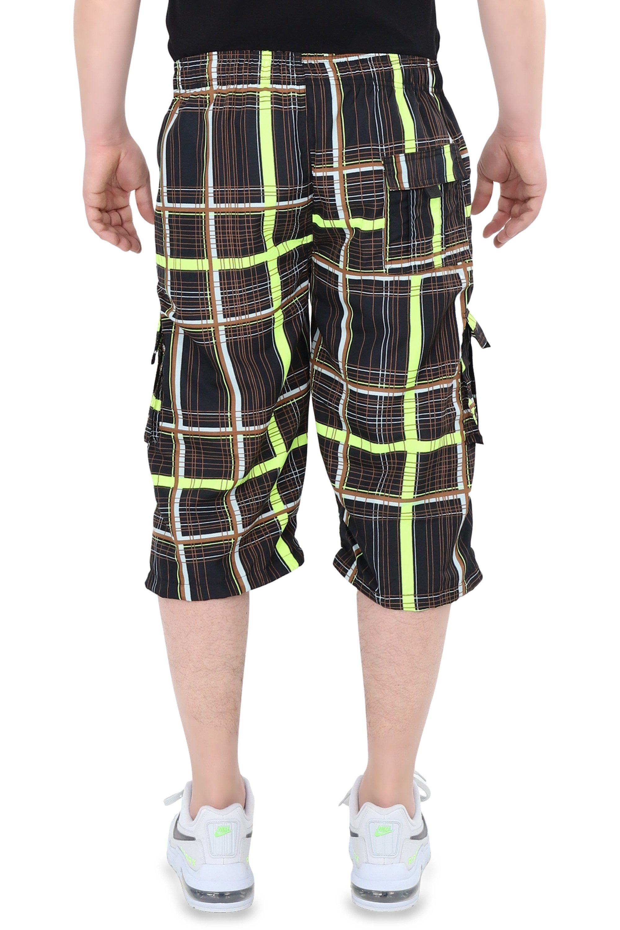 Ben Creek Cargobermudas QL05 3/4 Capri mit Multitaschen, kurze karierte Funktionshose Outdoorhose