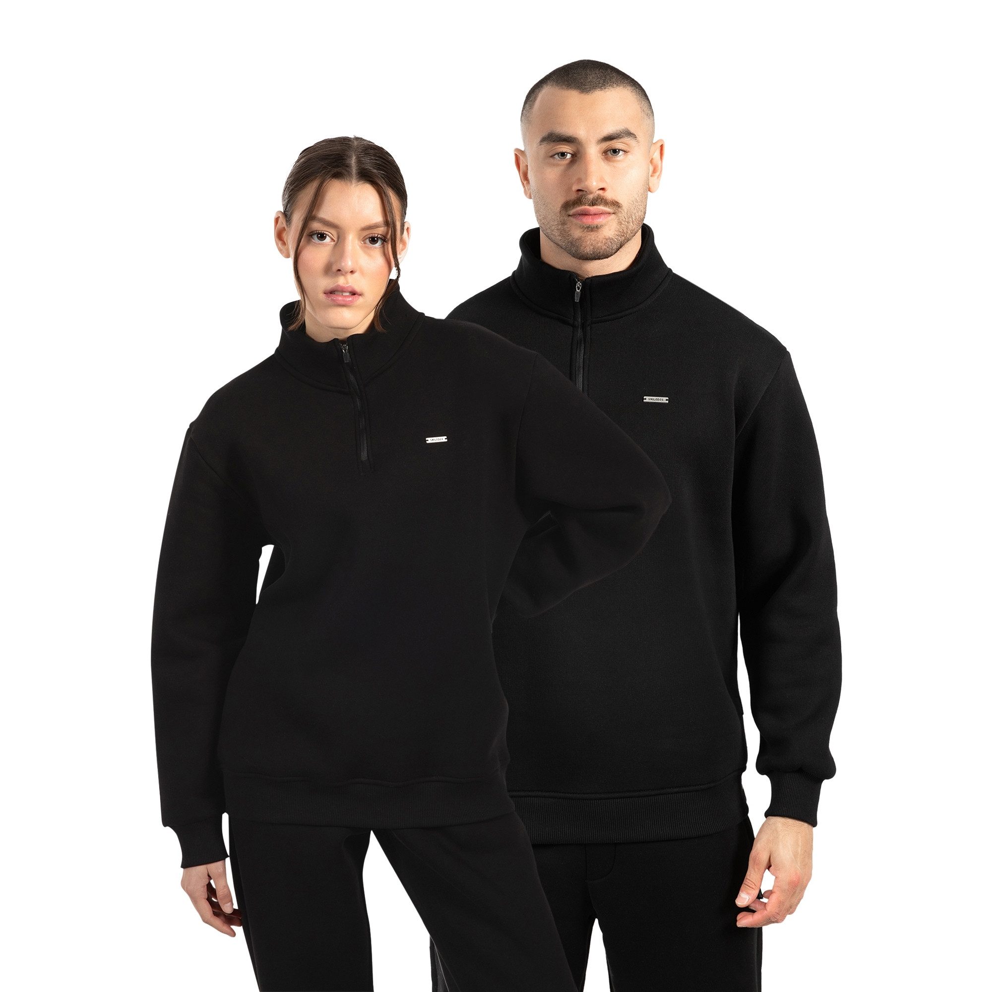 Smilodox Sweatshirt Unisex Jago, Half Zip Sweater, Regular Fit, Metalllabel günstig online kaufen