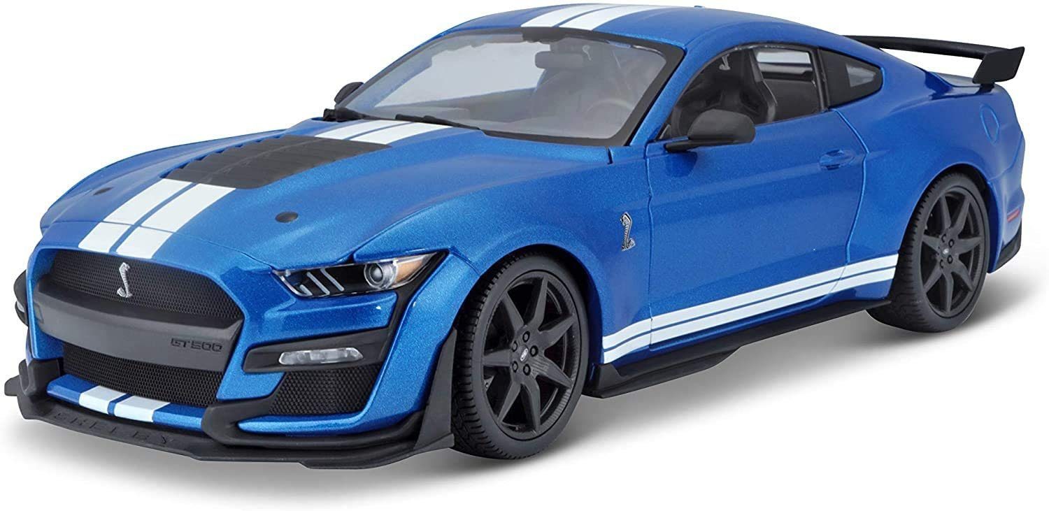 Maisto® Modellauto Mustang Shelby GT500 '20 (blau), Maßstab 1:18, detailliertes Modell