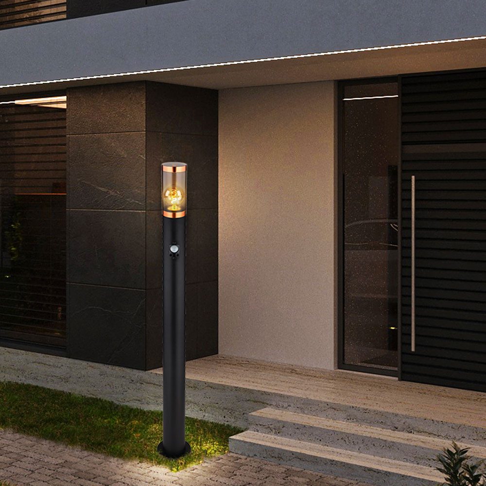 Globo Pollerleuchte, Leuchtmittel nicht inklusive, Außenstehlampe Gartenlampe Bewegungsmelder Wegelampe schwarz H 110 cm