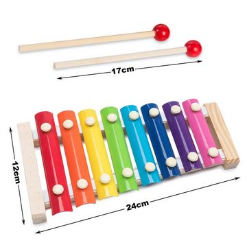 all Kids United Spielzeug-Musikinstrument Holz Xylophon für Kinder, Glockenspiel Klangspiel