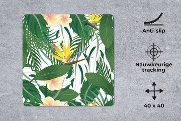 MuchoWow Gaming Mauspad Blätter - Blüten - Paradiesvogelpflanze (1-St), Mousepad mit Rutschfester Unterseite, Gaming, 40x40 cm, XXL, Großes