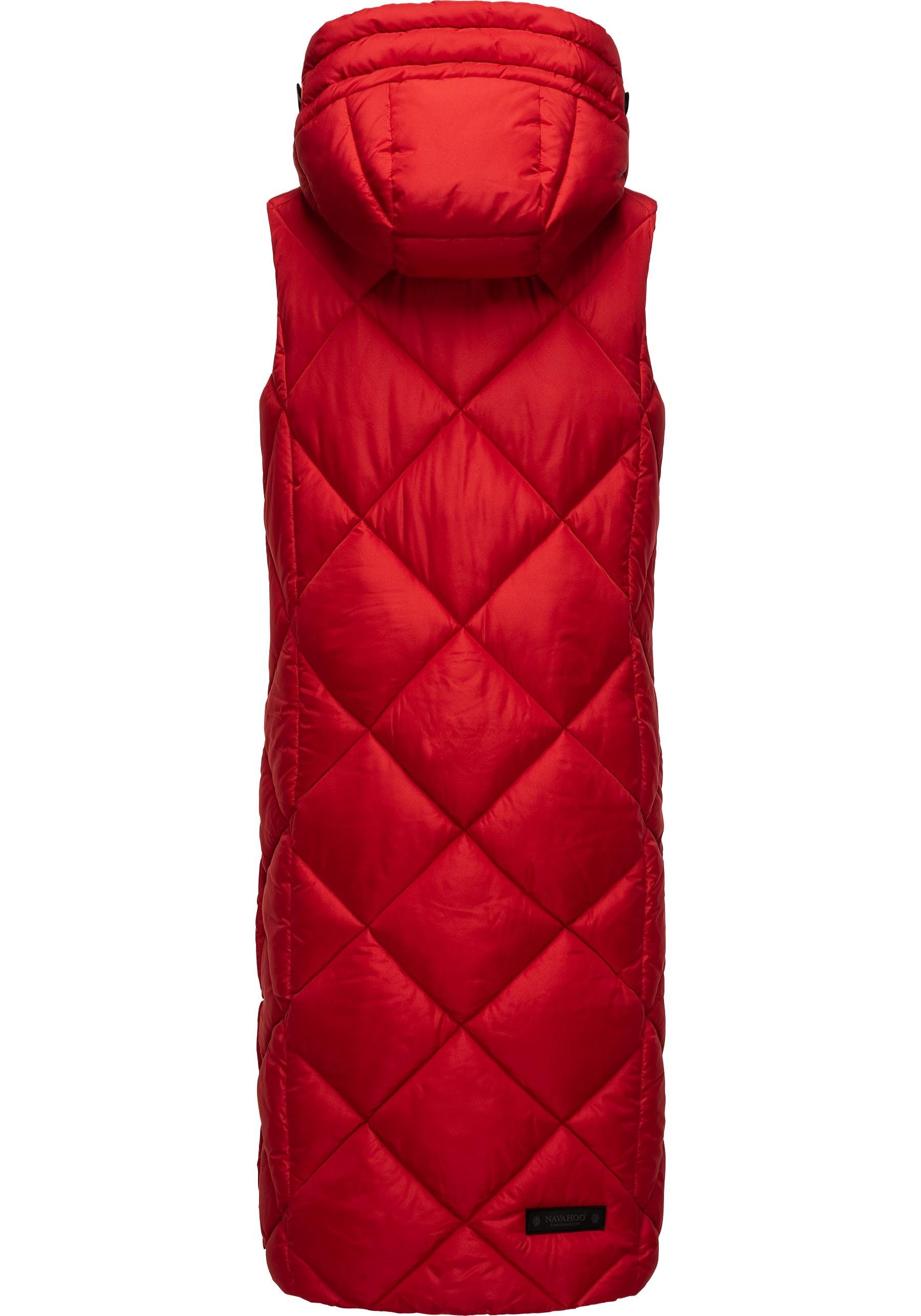 Navahoo Steppweste Schnuckel warme Damen Outdoor-Weste lang mit Kapuze