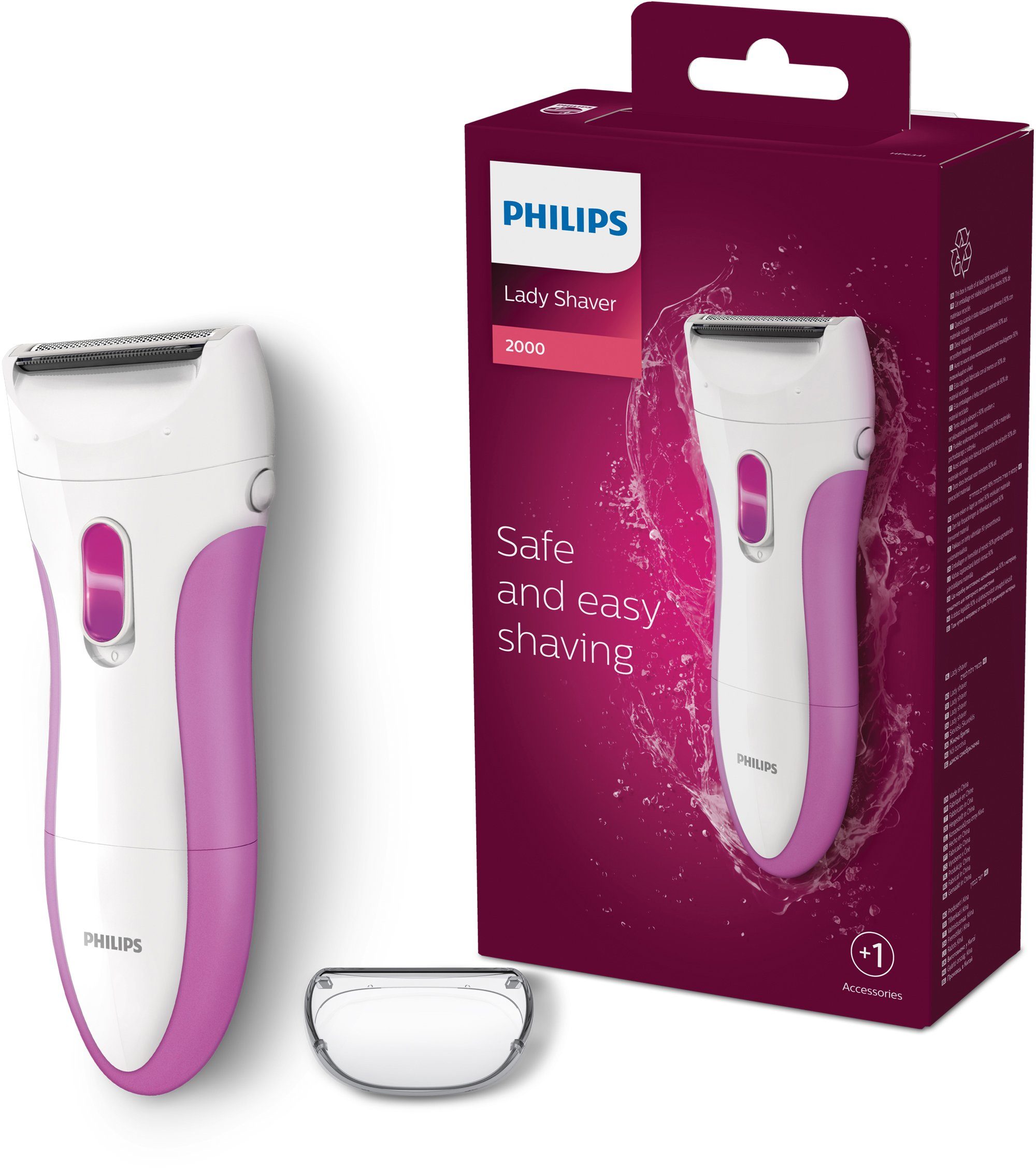 Philips Elektrokörperrasierer SatinShave Essential einer nass verwendbar Scherfolie Beine, für Rasierer HP6341/00, trocken und mit