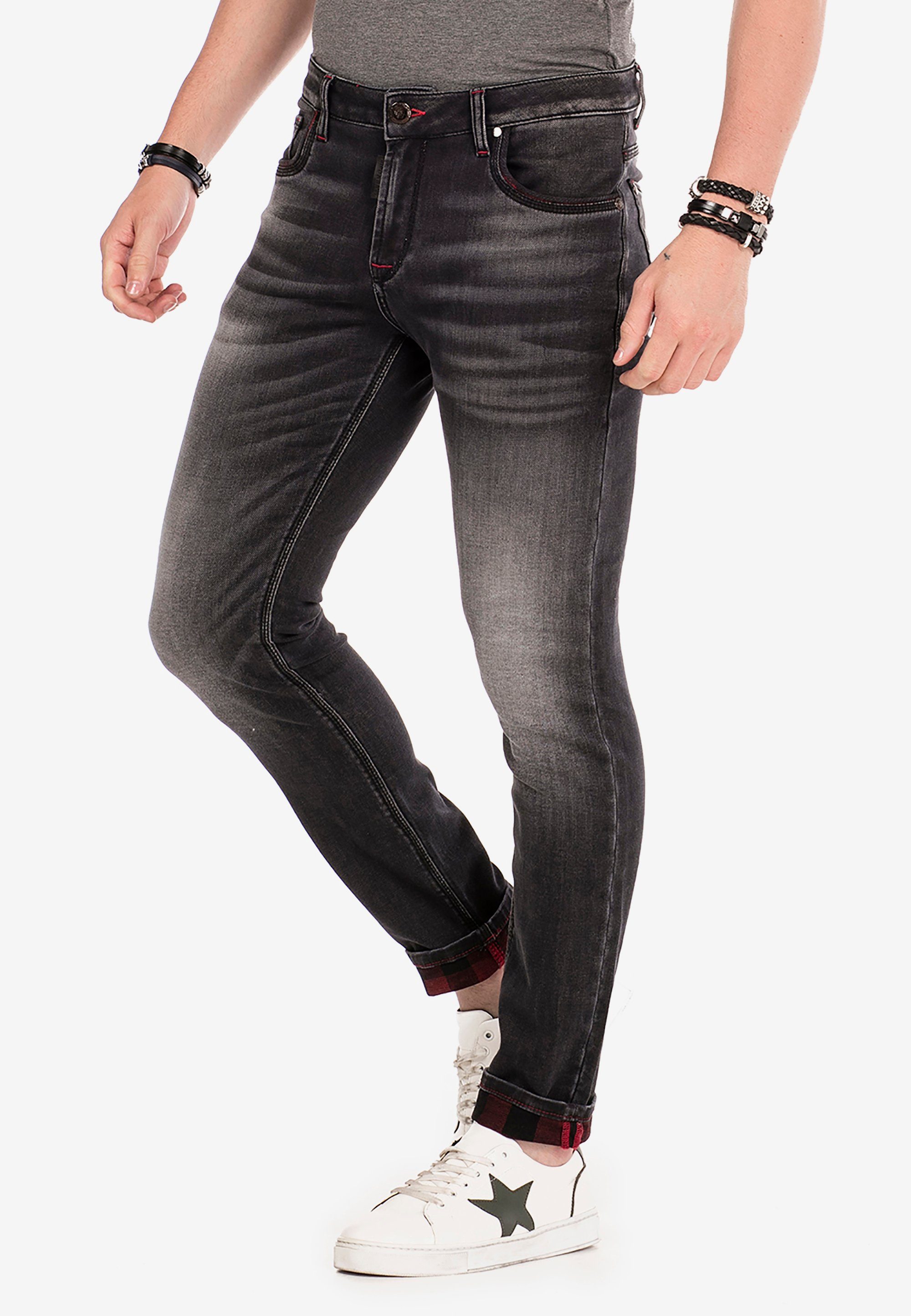 Cipo & Baxx Slim-fit-Jeans im schwarz Look Used