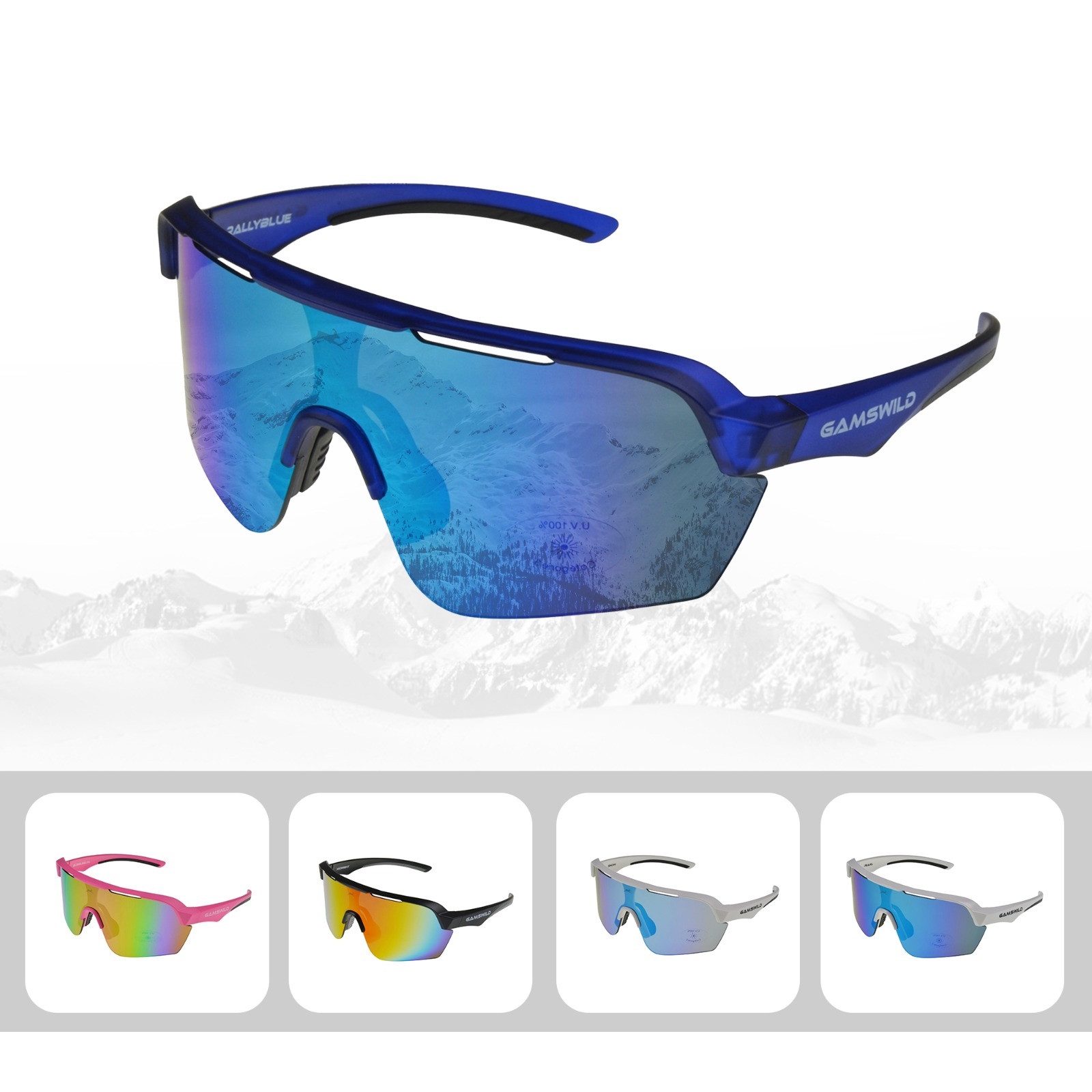 Sportbrille UV400 Sonnenbrille Skibrille Fahrradbrille extra große Scheibe Damen