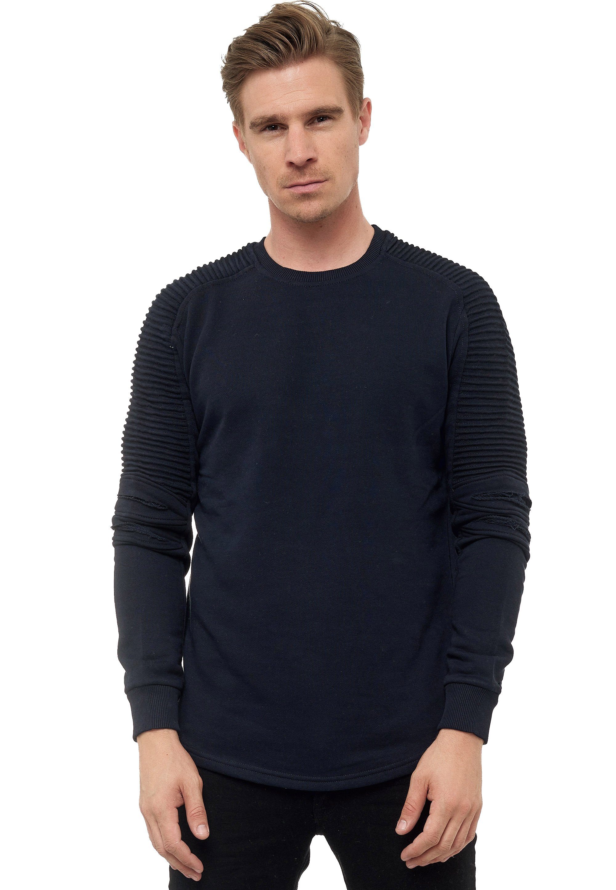 Neal mit Rusty geripptem dunkelblau Ärmeldesign Sweatshirt