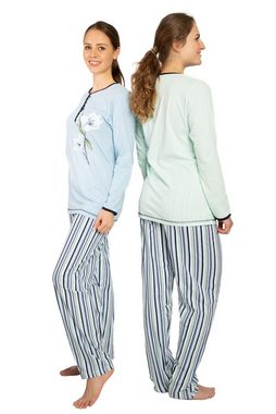 Consult-Tex Pyjama Damen Schlafanzug, Pyjama, Homewear-Set im 3er Pack DW739 (3 Stück Packung, 3 Stück) Streifenmuster