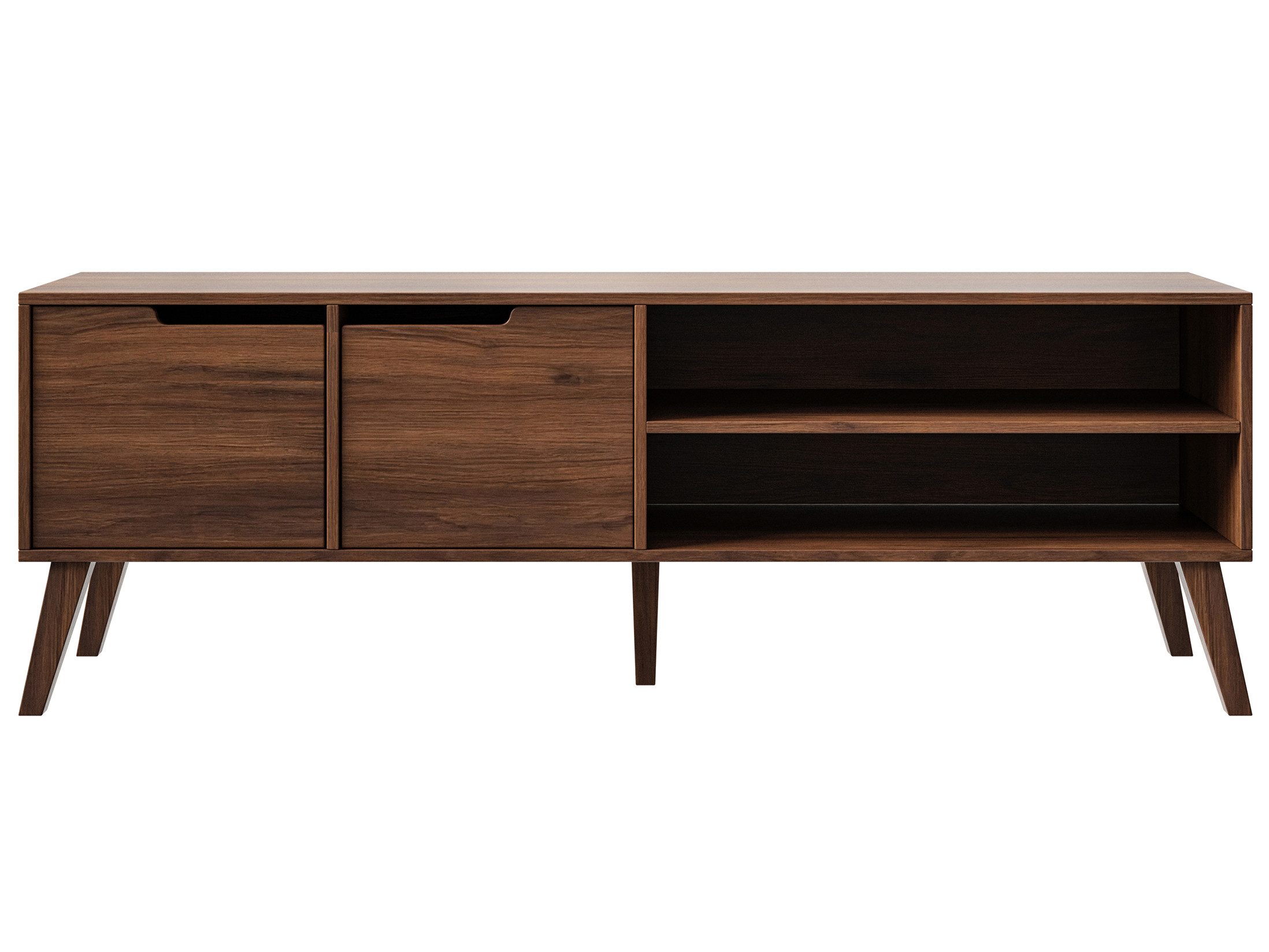 Beautysofa TV-Schrank NOREL kompaktes Design mit zwei Schränken und offenen Seitenfächern (erhältlich in Braun Walnuss & Cashmere) Breite: 160 cm