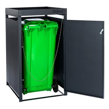 Zelsius Mülltonnenbox Mülltonnenbox mit Pflanzdach für 120 - 240 Liter Mülltonnen, Inkl. Erweiterungsmöglichkeit