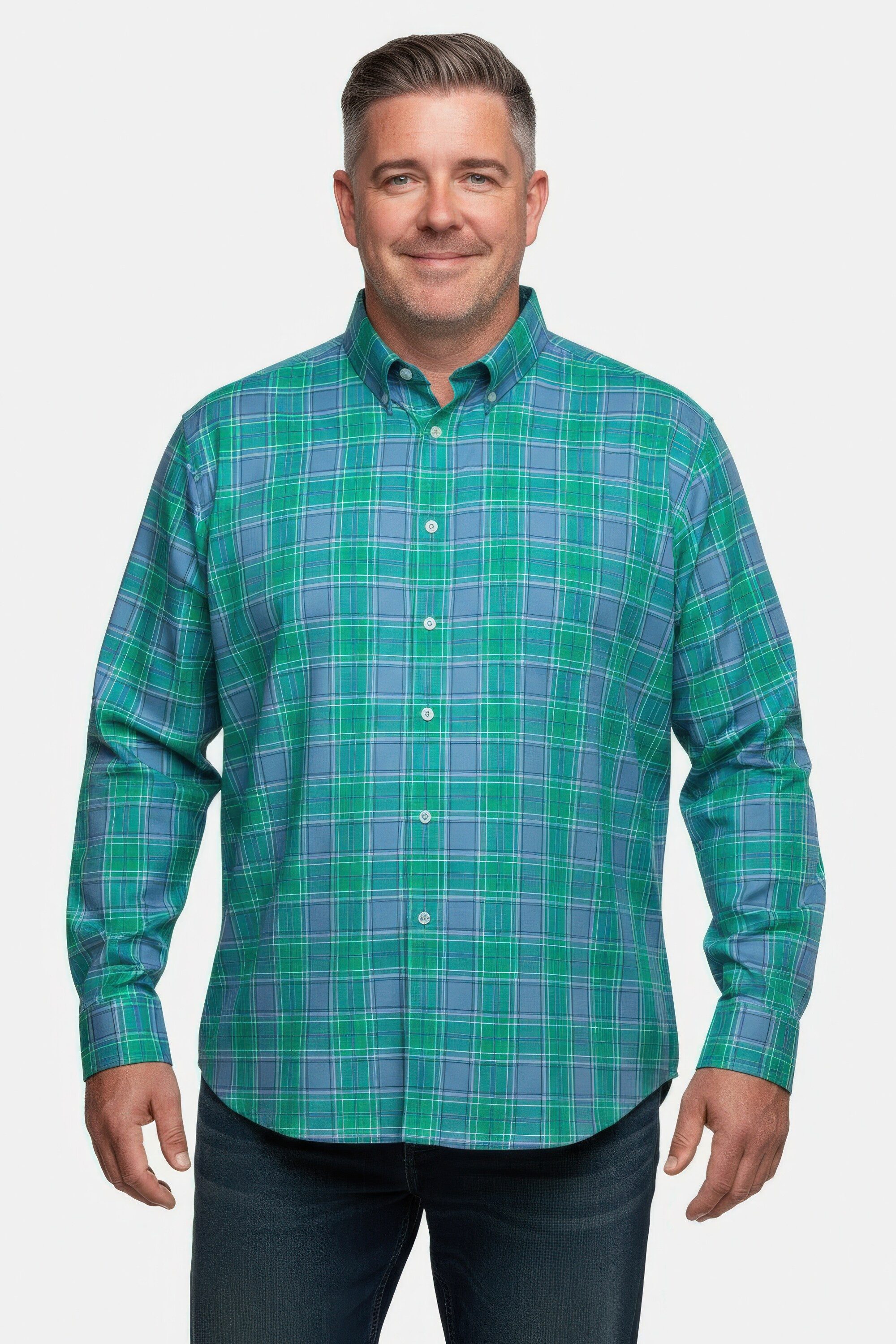 Men Plus Businesshemd Karohemd Langarm Kentkragen Comfort Fit