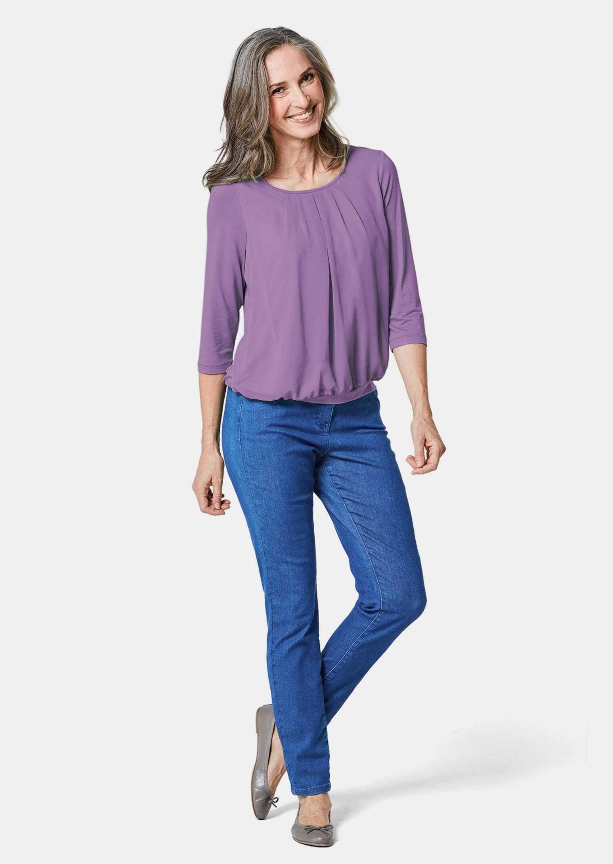 GOLDNER Shirtbluse Chiffon-Shirt mit 3/4-Arm, Rundhals Damen Sommerbluse, H günstig online kaufen