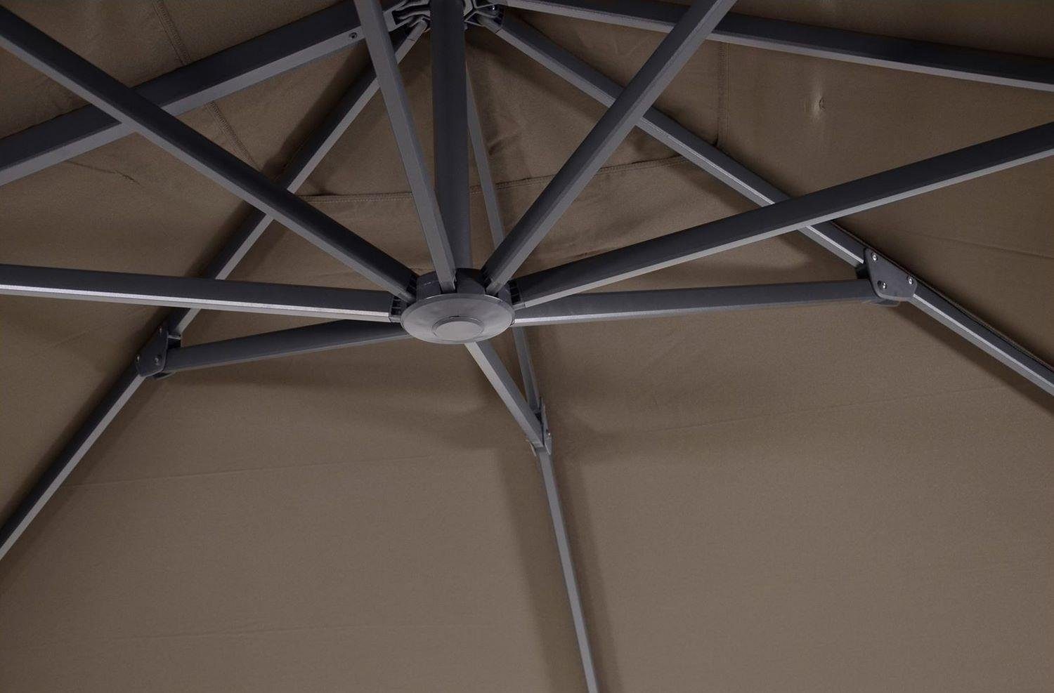 Lesli Living Sonnenschirm Lesli Living Ampelschirm Sonnenschirm "Taurus" Taupe 3x3 m