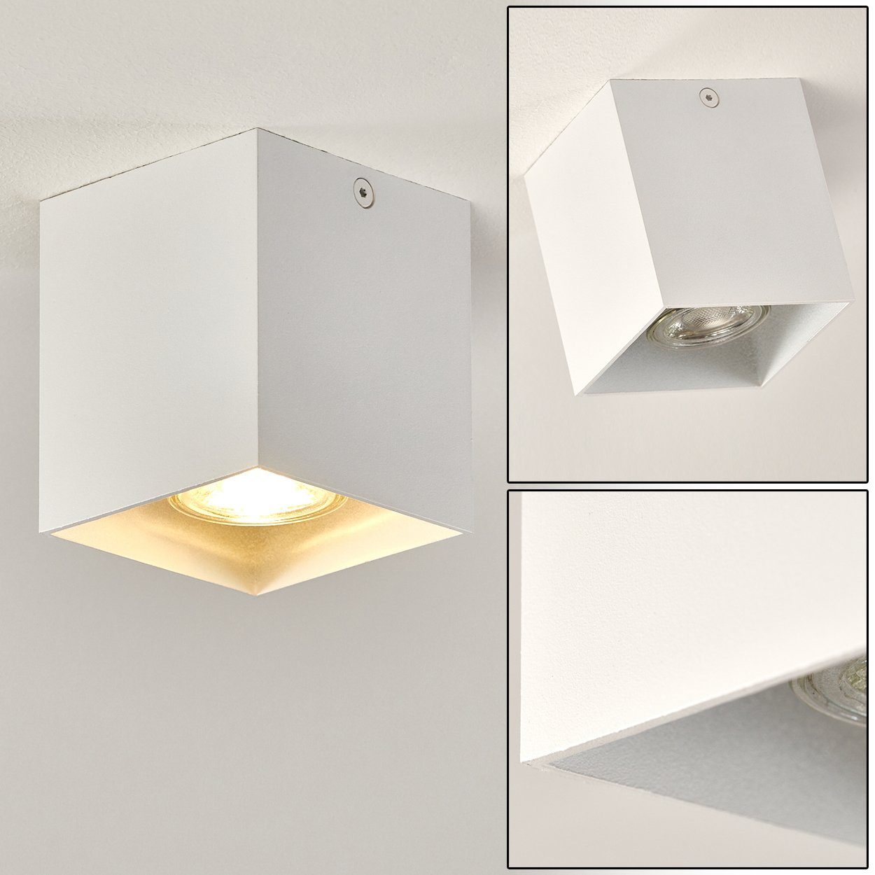 Leuchtspot, Deckenleuchte »Camino« 1xGU10, geeignet Leuchtmittel Weiß, Metall Deckenlampe ohne Leuchtmittel, in aus LED eckige hofstein Aufbauleuchte für