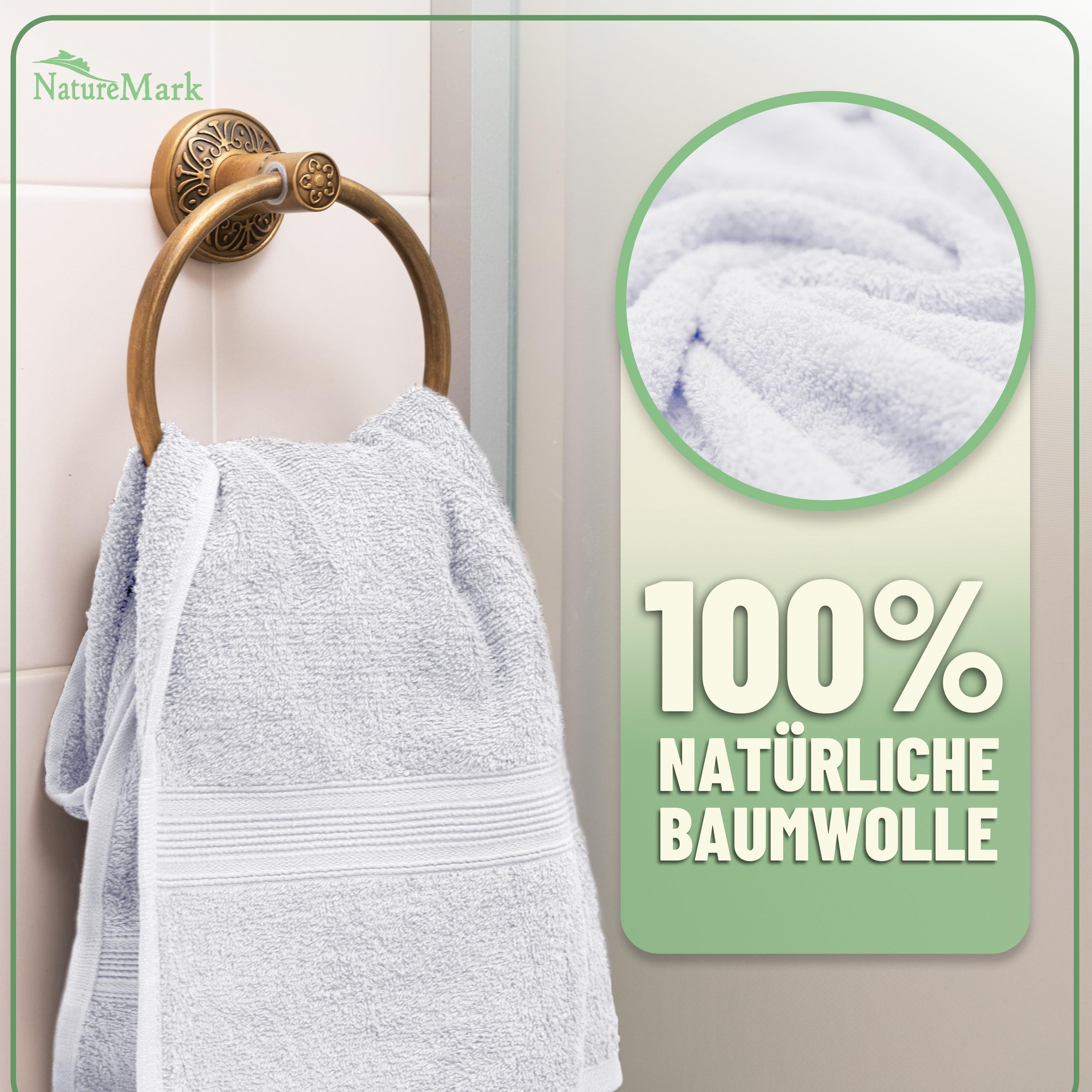 NatureMark Handtuch Set 10 tlg. Frottier Handtuch-Set, 100% Baumwolle (10-St), 4X Handtücher, 2X Duschtücher, 2X Gästetücher, 2X Waschhandschuhe – Bild 3 von 5