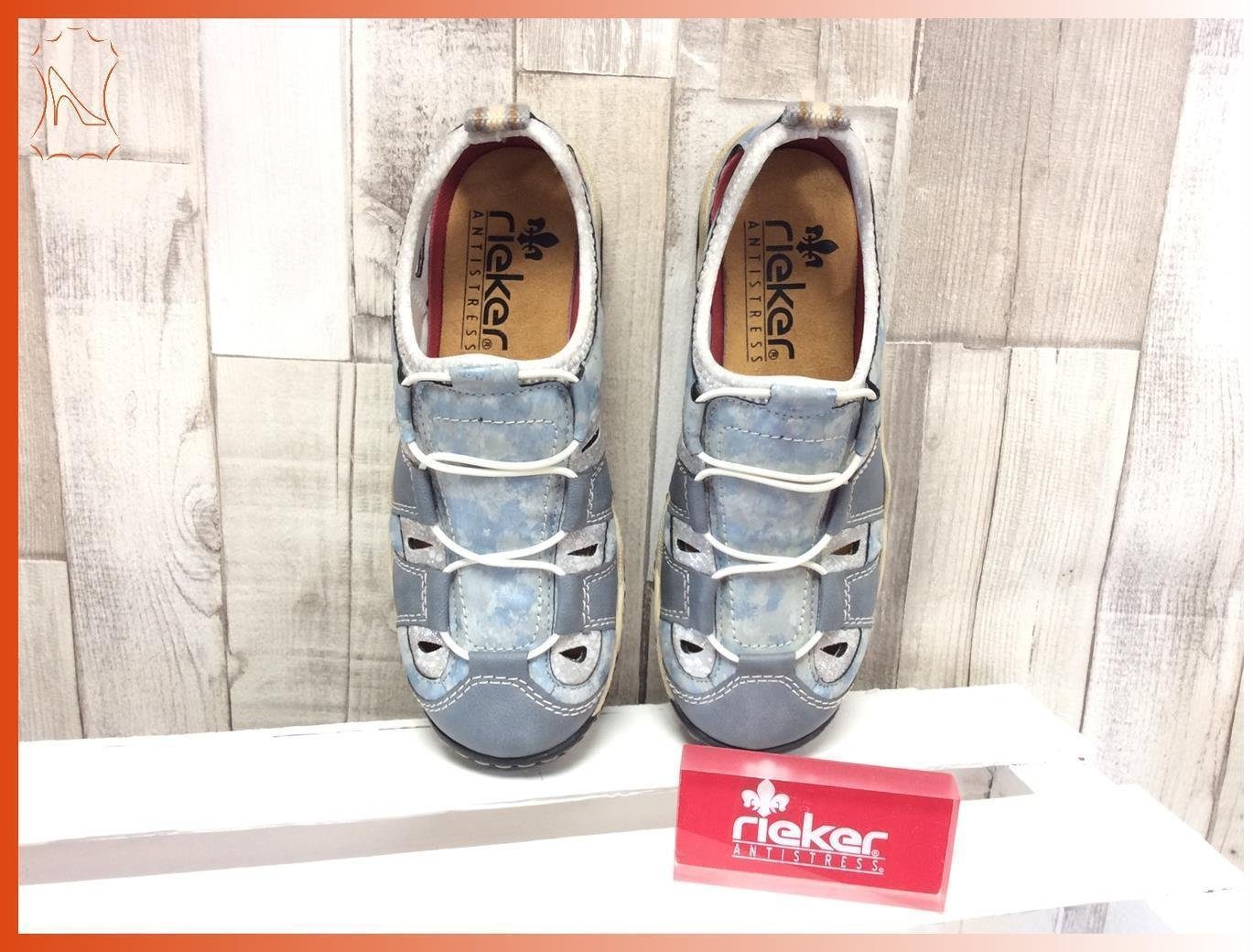 Rieker Rieker Damen Slipper blau, herausnehmbares Fußbett 40 Ballerina