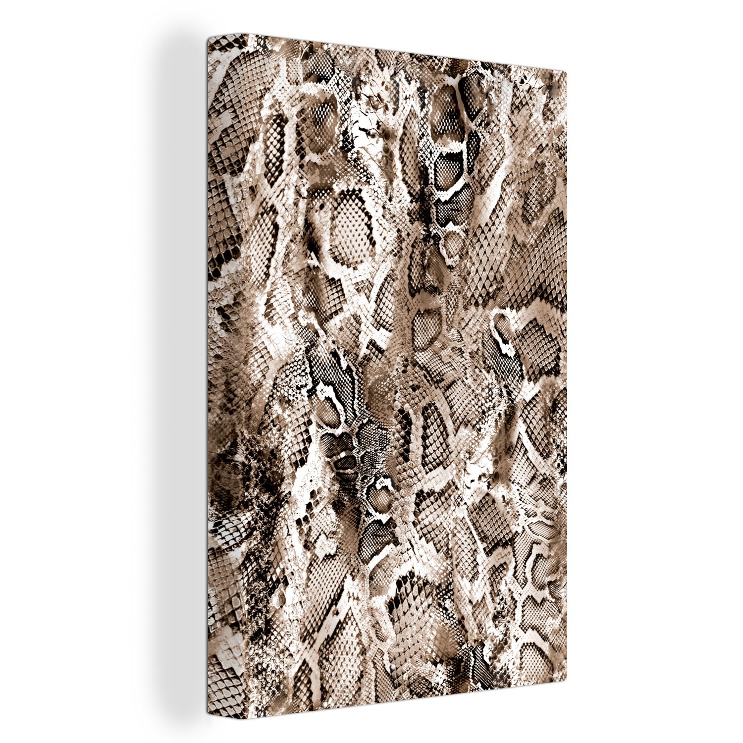 OneMillionCanvasses® Leinwandbild Tiermuster - Schlange - Braun, (1 St), Leinwandbild fertig bespannt inkl. Zackenaufhänger, Gemälde, 20x30 cm
