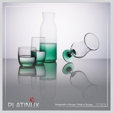 PLATINUX Gläser-Set Trinkgläser & Karaffe mit Grünem Ombré Effekt, Glas, Set 19 Teilig Wasserkaraffe Cocktailgläser Trinkgläser