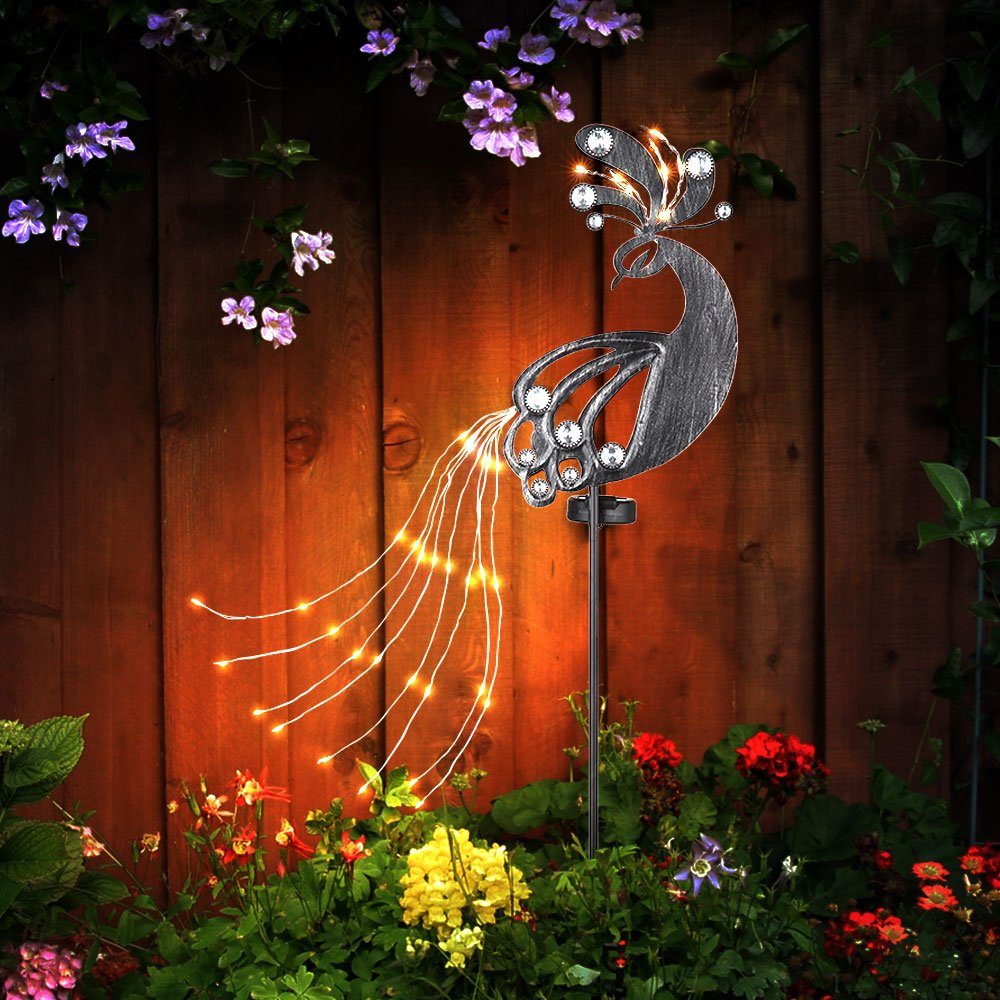 2x inklusive, Steckleuchte Solarleuchte, Garten Außen Globo Solarstecker LED Gartendeko für Warmweiß, Leuchtmittel Solarlampe
