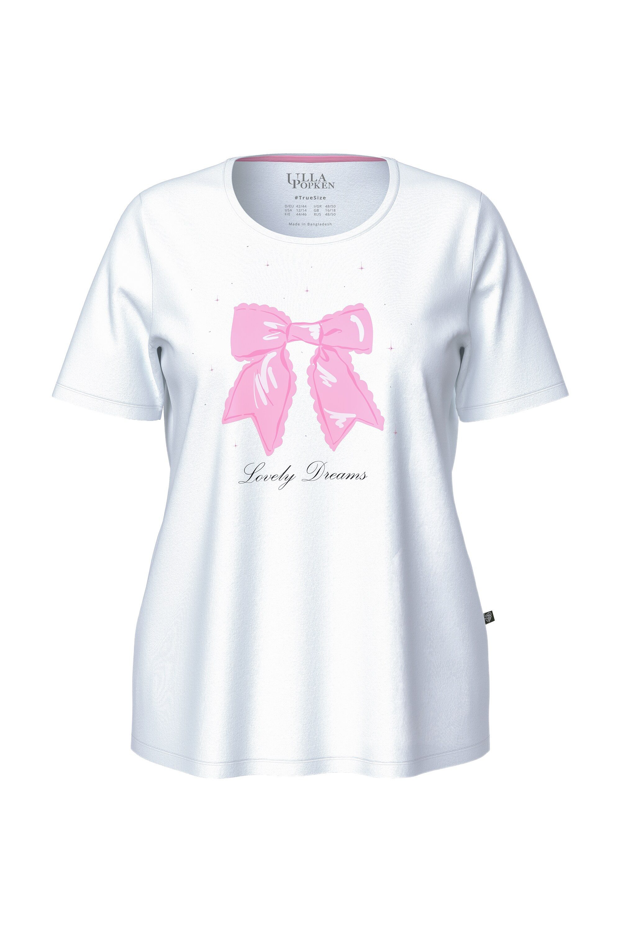 Pyjamaoberteil Pyjama-Shirt Schleife Rundhals Halbarm