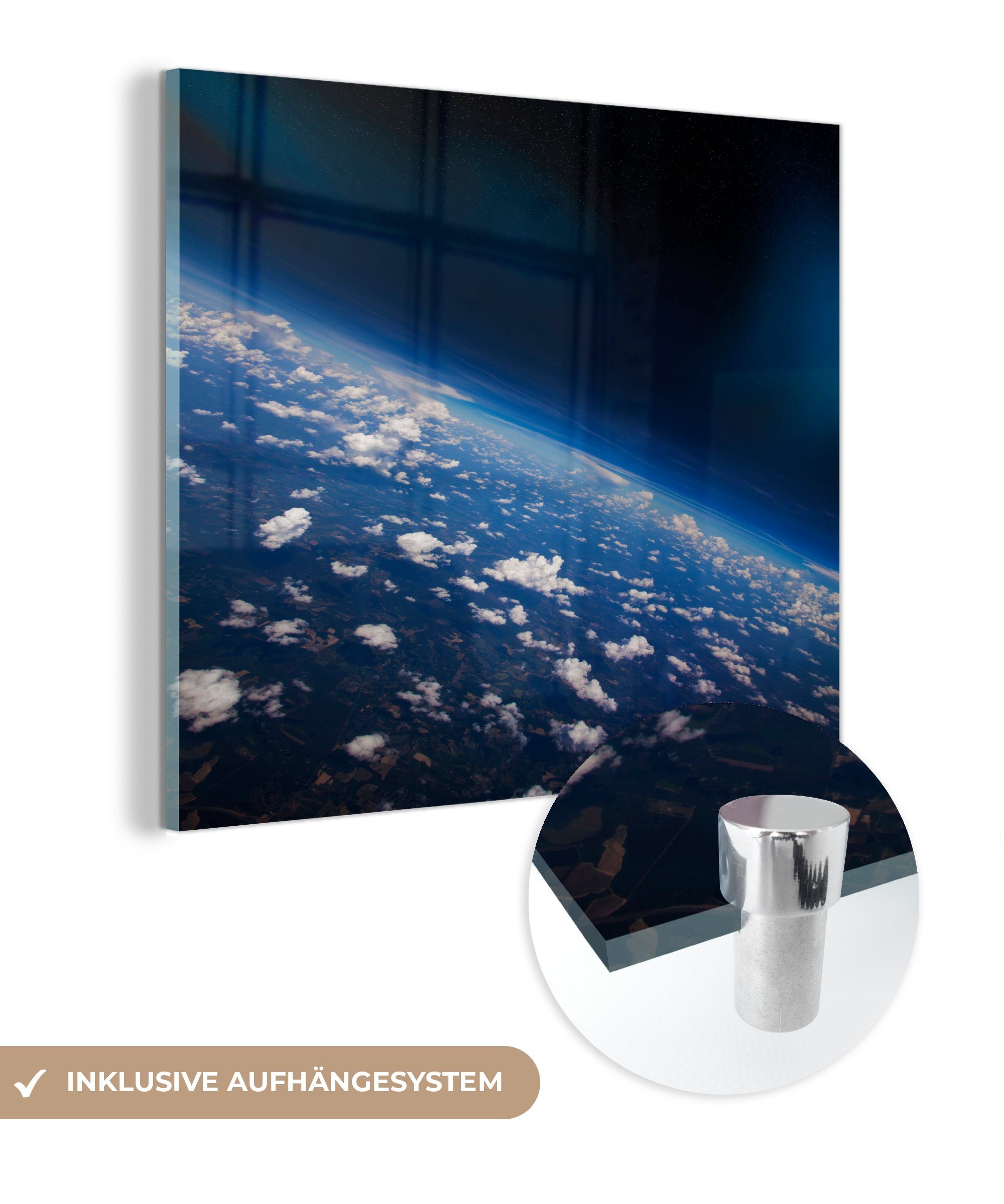 MuchoWow Acrylglasbild Die Erde aus dem Weltraum, (1 St), Glasbilder - Bilder auf Glas Wandbild - Foto auf Glas - Wanddekoration