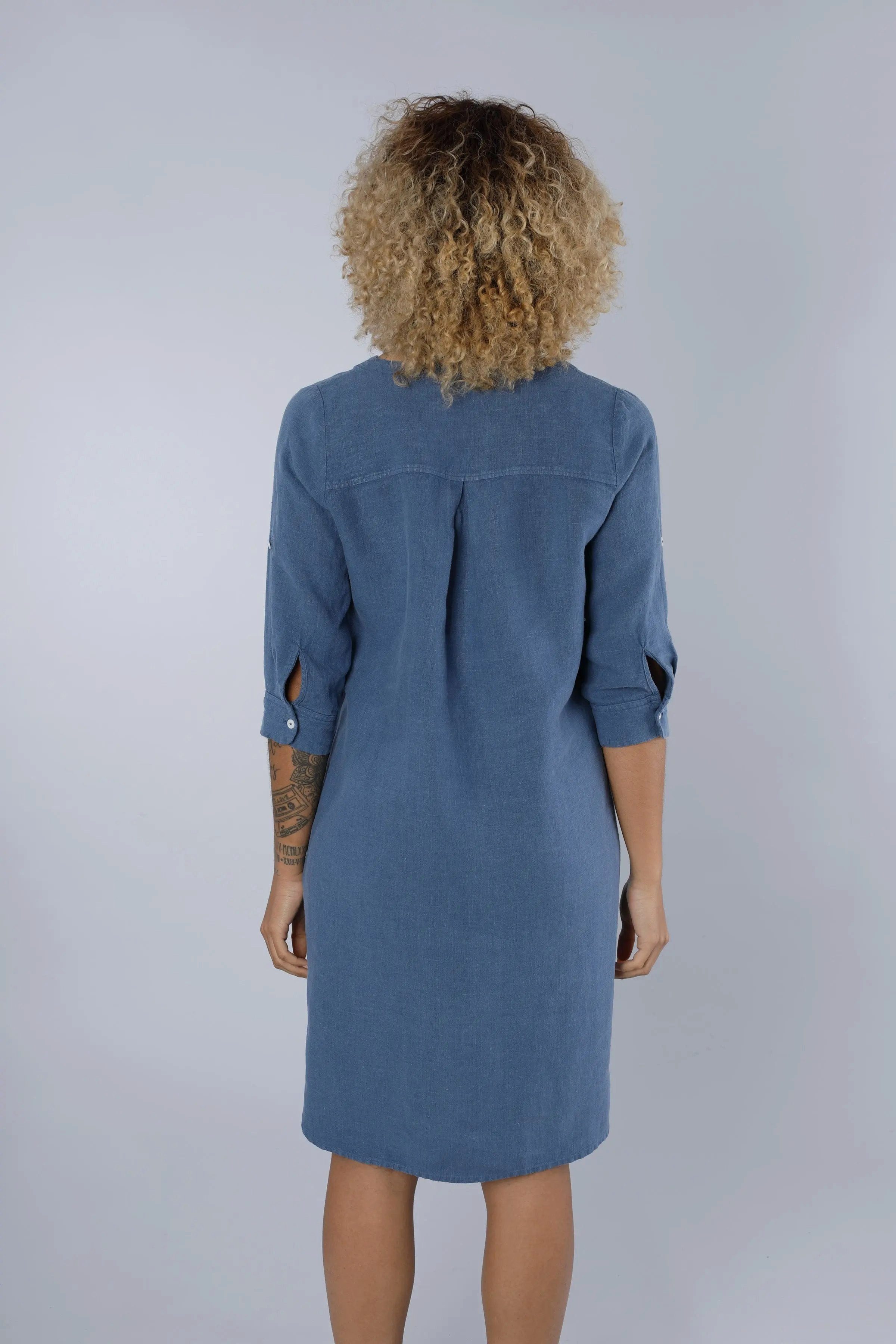 NADINE H Sommerkleid Leinenkleid BLUE