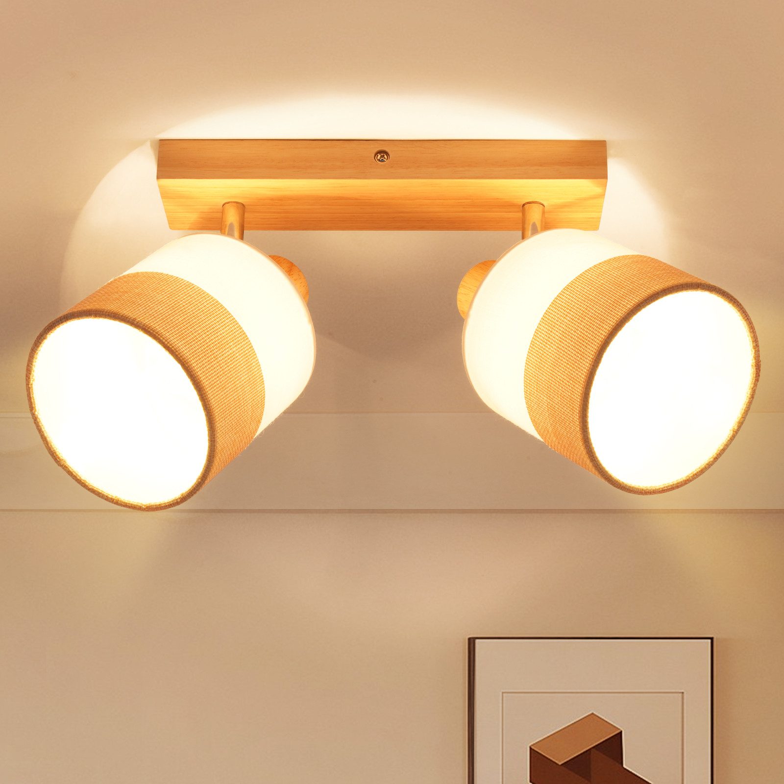 Nettlife Deckenstrahler Wohnzimmer Holz 1/2/3/4 Flammig E14 Vintage Deckenl günstig online kaufen