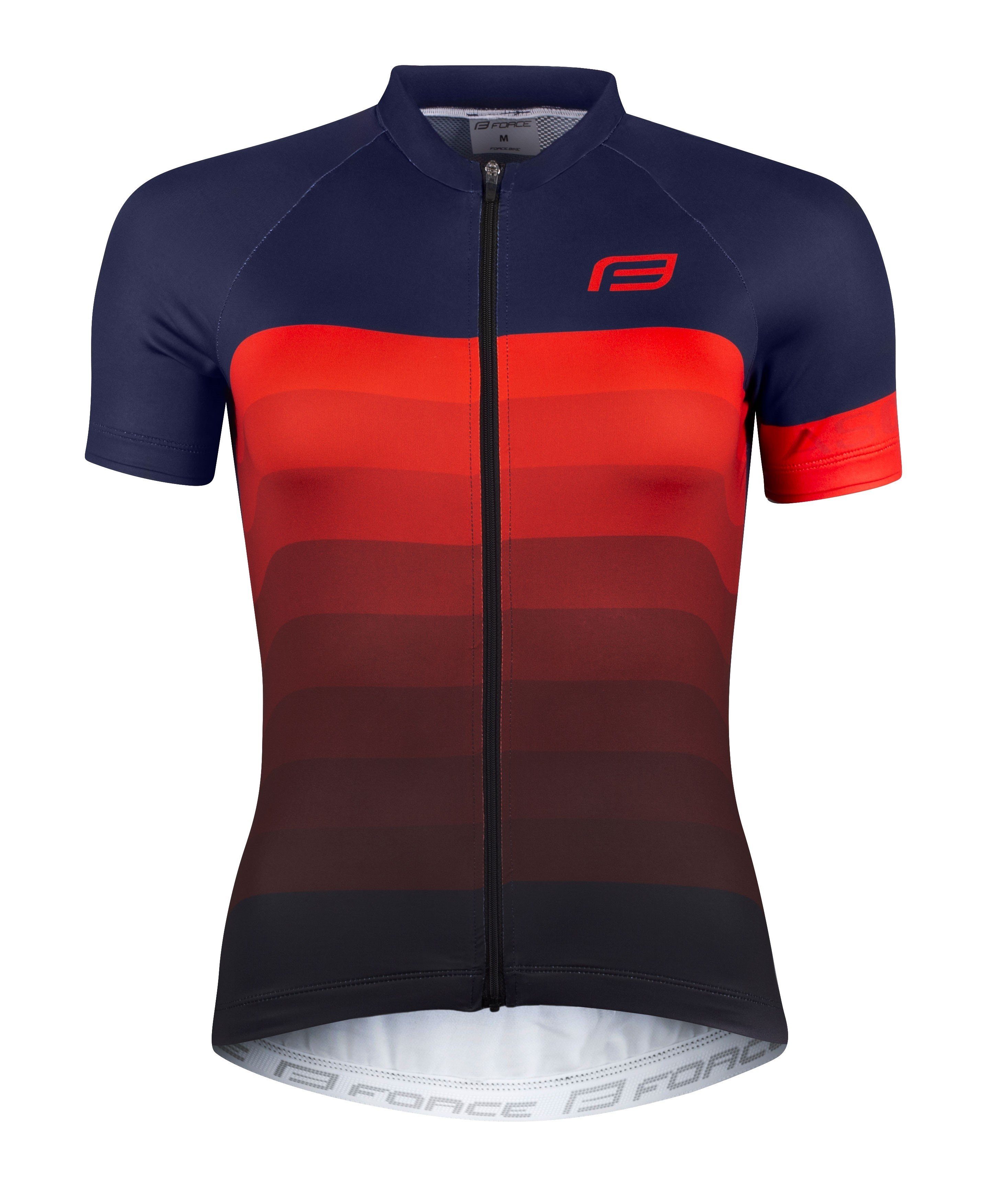 FORCE Radtrikot Jersey Jacke F ASCENT LADY kurz, dunkel blau-rot %%% günstig online kaufen