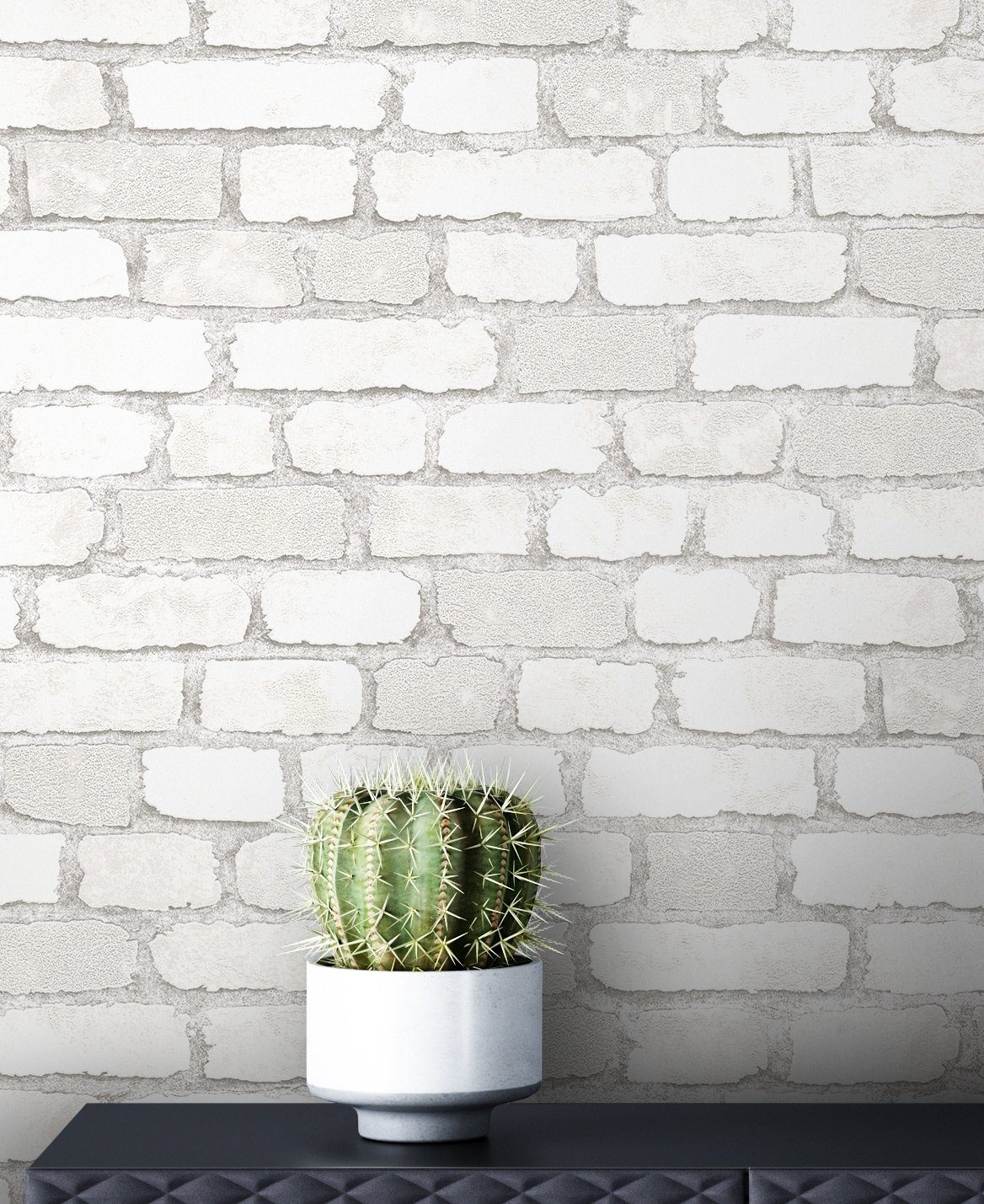 Newroom Vliestapete Kimball 2 Tapete Steintapete 3D-Optik,Stein,Naturstein, Weiß Tapete Industrial 3D-Optik - Steintapete Ziegelstein Grau Beige Loft Modern Stein Naturstein für Wohnzimmer Schlafzimmer Flur, Ziegelstein