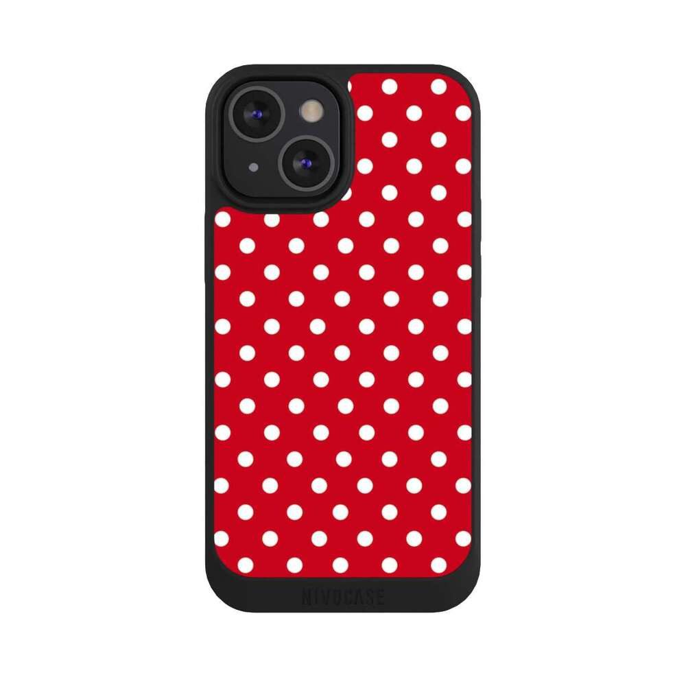 NIVOCASE Handyhülle Punkte Retro Polka Dots Polka Dots - dunkelrot und weiß, Apple iPhone 13 Mini Handyhülle Hülle NIVOpure Case Schwarz